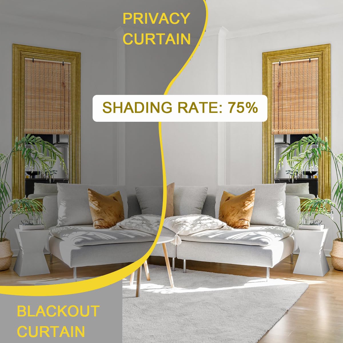 Custom Bamboo Blinds, Black Out Blinds Outdoor Indoor Bamboo Roman Shades, Patio Roller Blinds, Porch Patio Privacy Blinds Screen with Lifting Devices, Easy Installation VIHKUIV