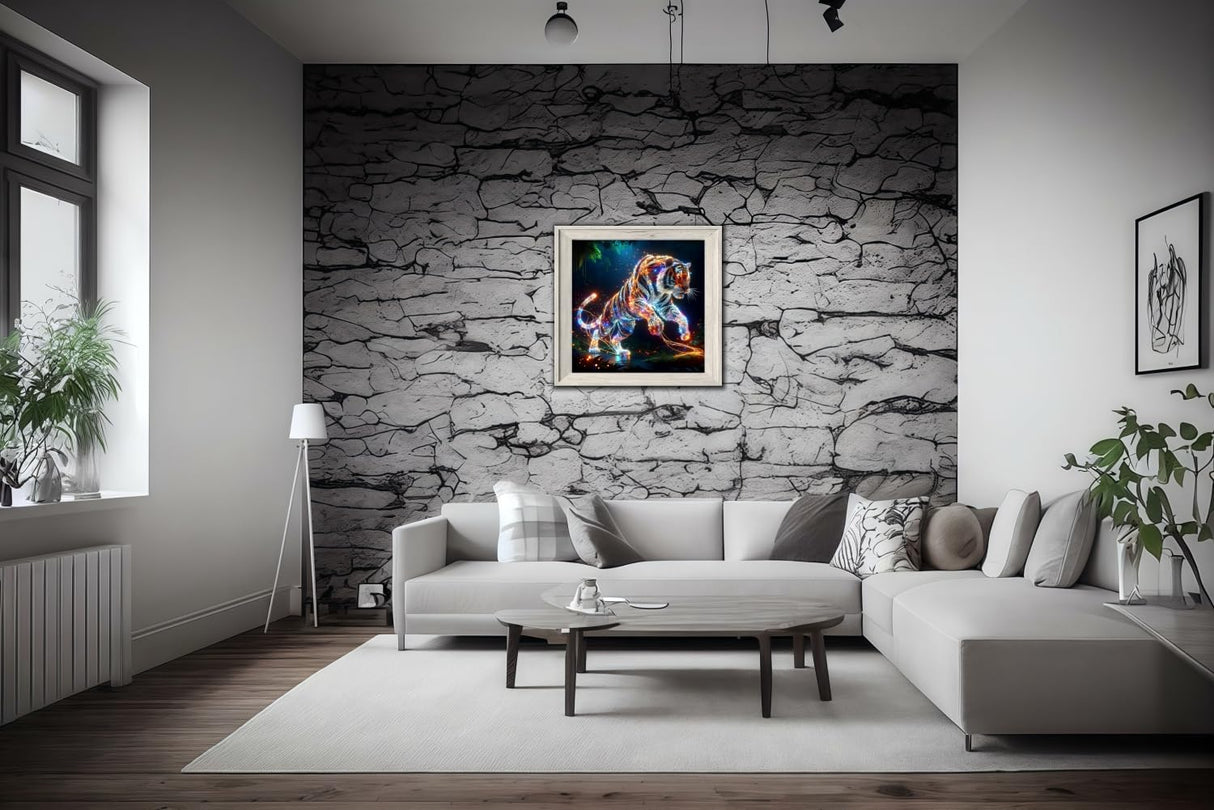 5D Diamond Art Kits for Adults Beginners,Glowing Tiger DIY Full Round Drill Diamond Painting Kits, Animal Paint by Diamonds Dots Gem Art Easy,Home Wall Decor 14X14 Inch Acelii