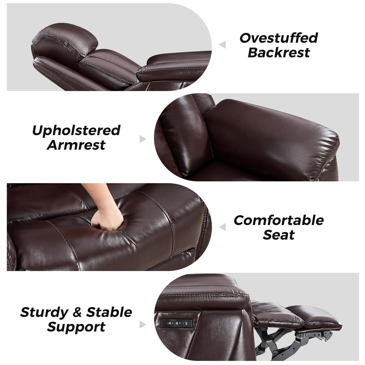 CANMOV 50" Wide Oversized Recliner, Faux Leather Power Lift Recliner Chair, Extra Large Lift Chair with Massage and Heat, Stand Up Recliner for Elderly Big and Tall, Brown CANMOV