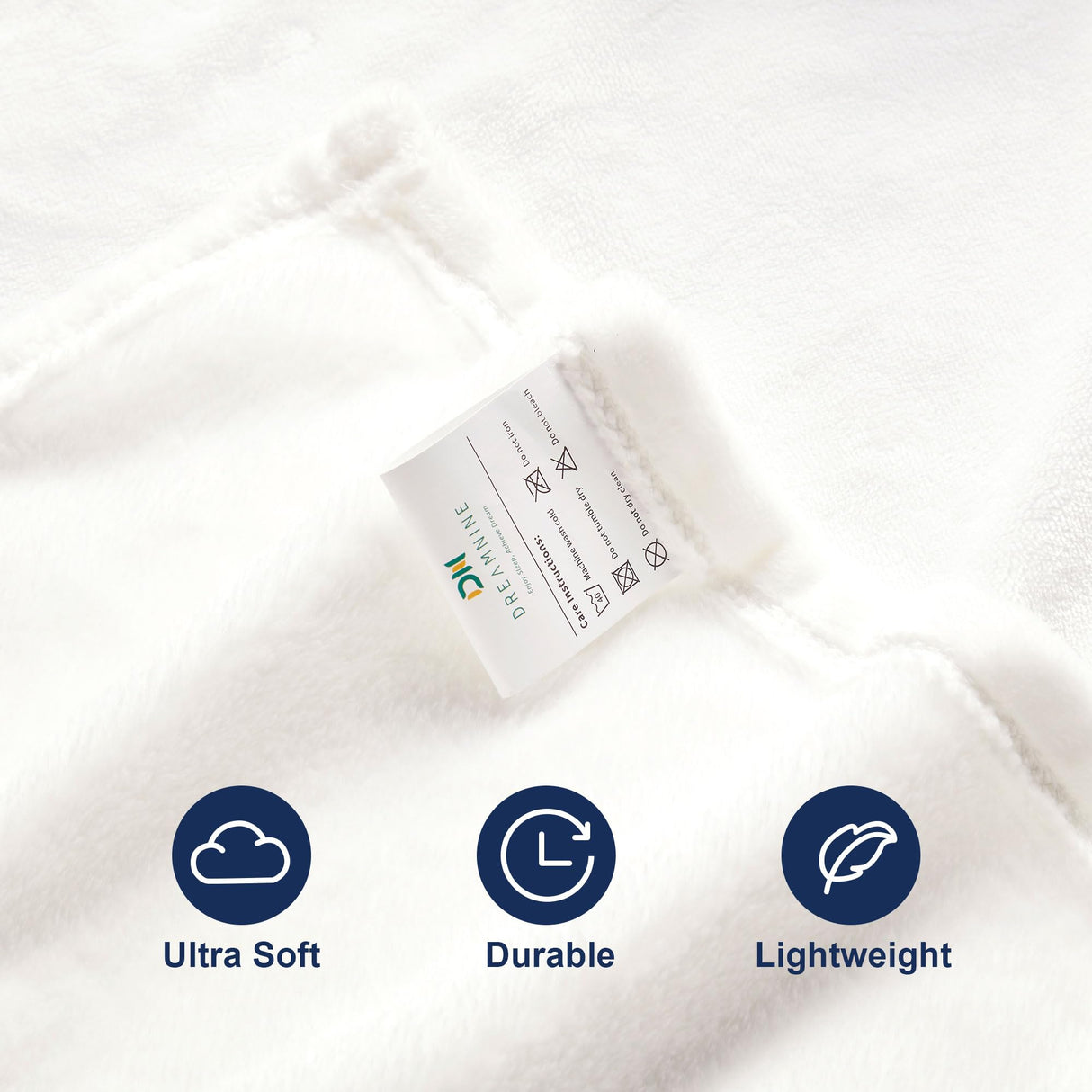 DREAMNINE Super Soft Fuzzy Fleece Throw Blanket for Couch Sofa 50" x 60", Decorative Solid Lightweight Velvet Blanket for Chair, Cozy Accent Shaggy Micro Plush Flannel Blanket for Bedroom Dorm, White DREAMNINE