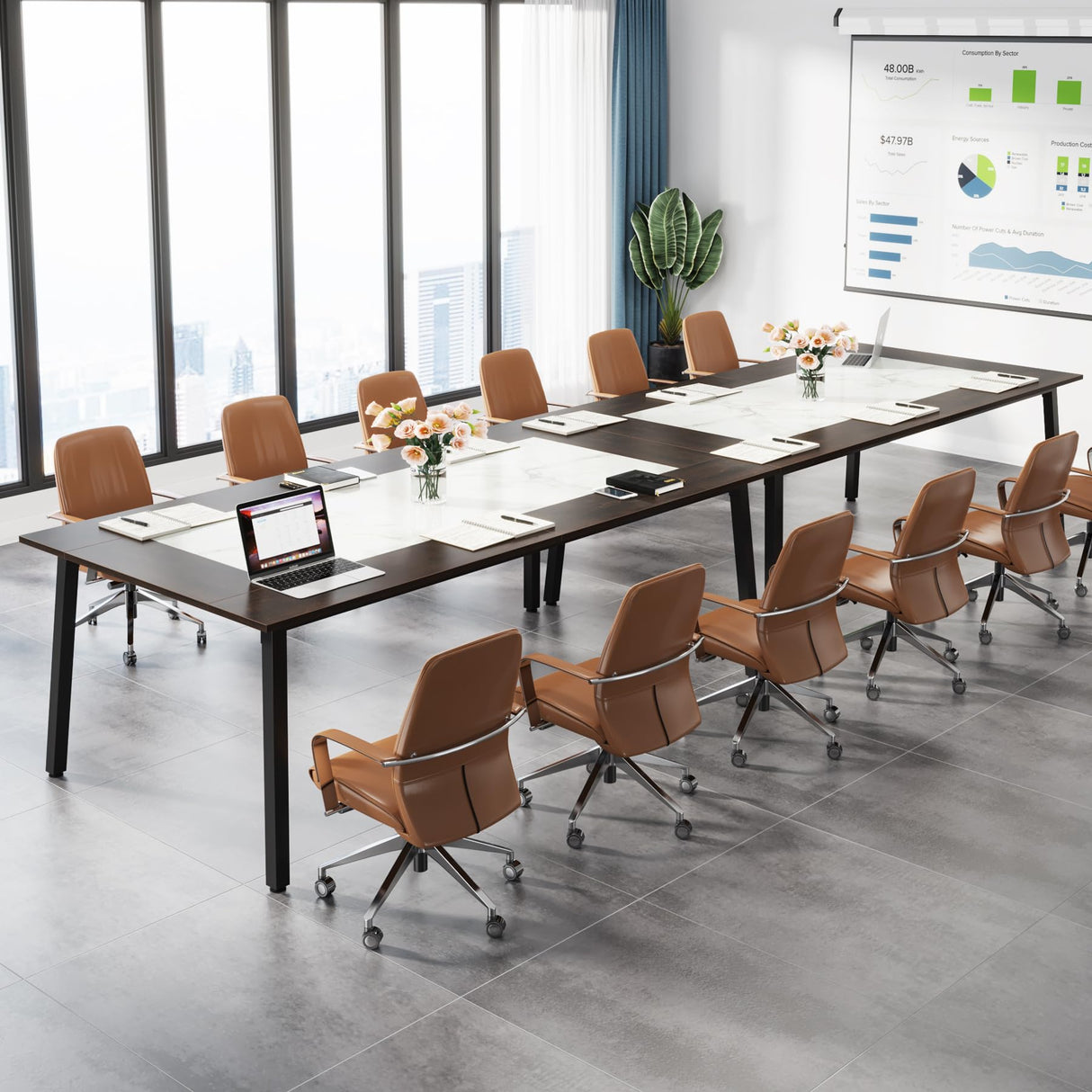 Tribesigns 6.56 FT Conference Table, 78.74-Inch Large Meeting Table for 8-10 People, Rectangle Office Conference Room Table, Business Seminar Table for Office Meeting Conference Room Tribesigns