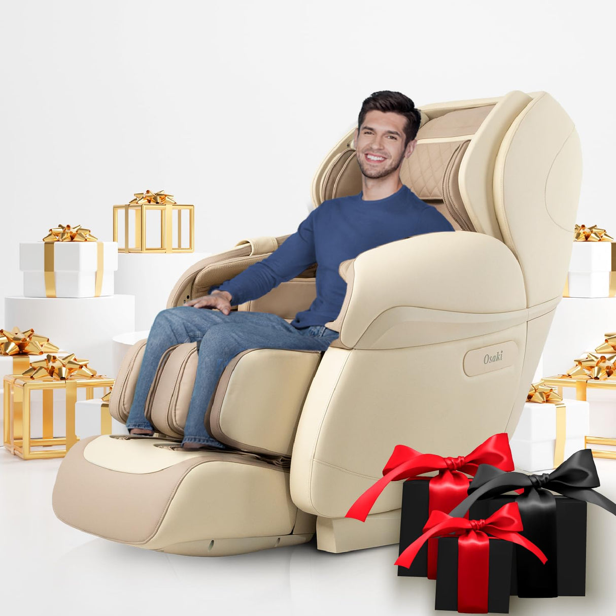 Osaki Pro OS-4D Paragon | Beige | Massage Chair | Multi-Angle L-Track 4D Massage | Zero Gravity | Space Saving | Heating Foot Roller | Voice Recognition | High Intensity Fullbody Airbag Osaki