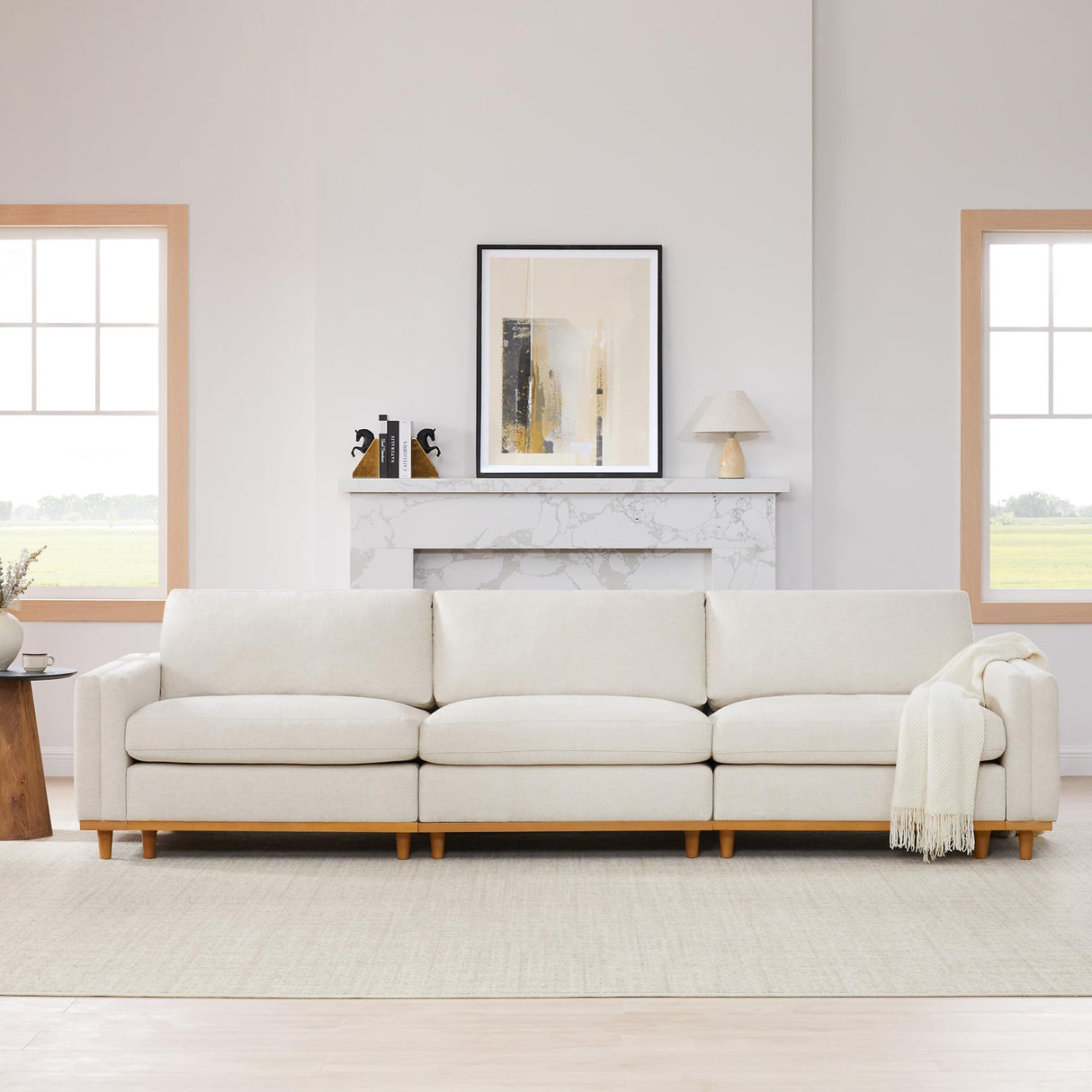 CHITA Super Large Luxury 3 Seat Sectional Modular Sofa, Down Filled Modern Sofa, Deep Seat Comfty Cloud Couch, 118 inch Width, 3 Seat Couch, Solid Wood Leg, Linen CHITA