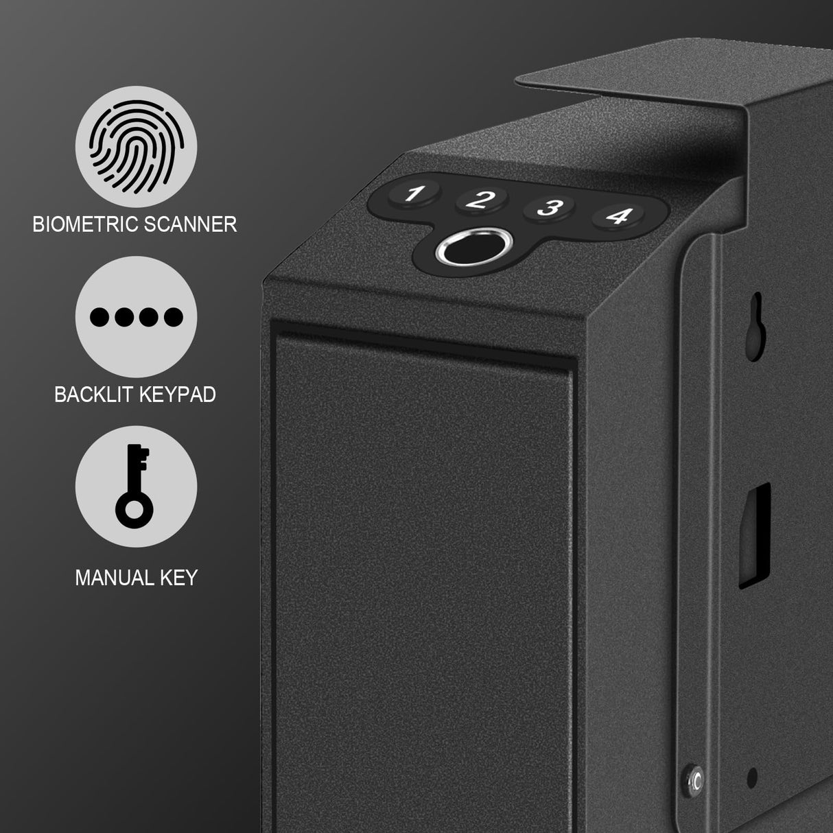 Biometric Gun Safe for Handgun,3 Ways Quick Access Pistol Safe with Fingerprint, PIN Code, Key,Handgun safe used for Nightstand, Bed side, Wardrobes, Wall or Other Hidden Corners HOROX