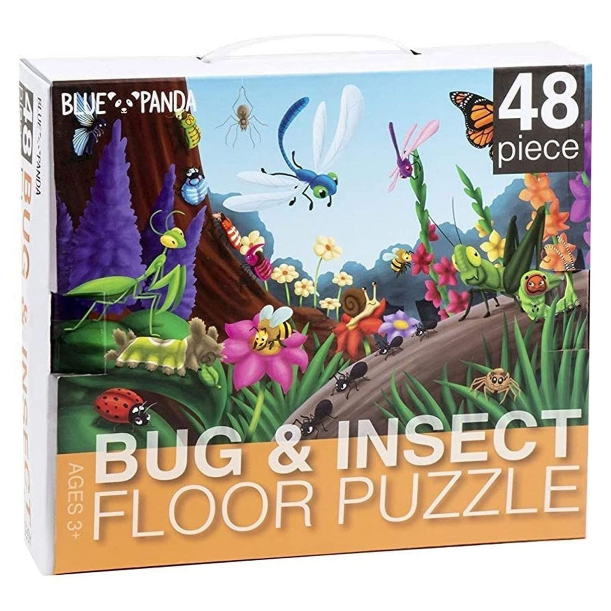 BLUE PANDA 48 Piece Giant Bugs and Insects Jigsaw Puzzle for Kids Ages 3-5 and 4-8, Jumbo Floor Puzzle for Toddler Preschool Learning (2 x 3 Feet) BLUE PANDA