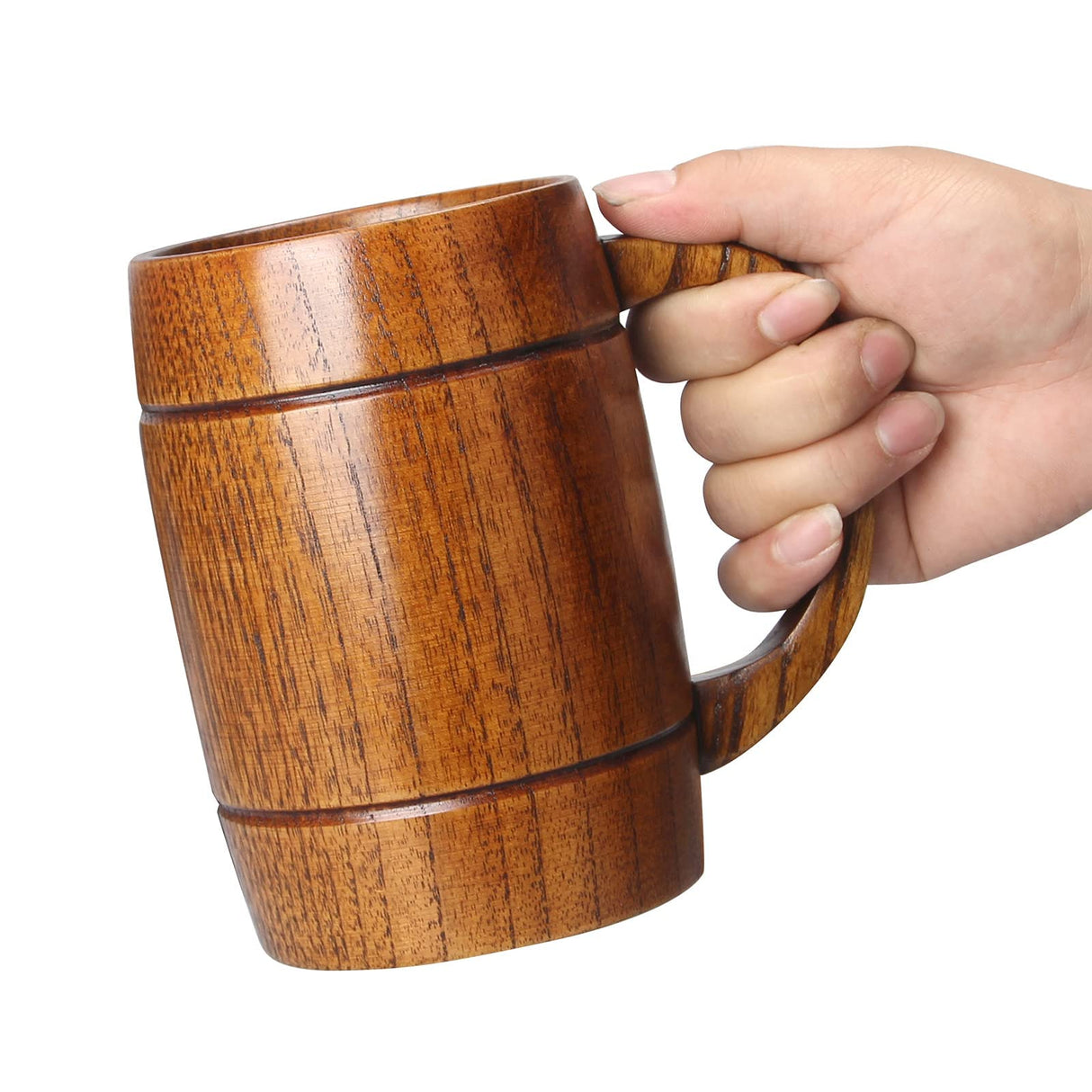 18 oz Large Wooden Beer Mug Best Wood Drinking Cup Wooden Tankard Beer Glass Stein Cup Barrel Mug for Men Women Coffee Mug Man Gift Unique Viking Mug Ayiaren