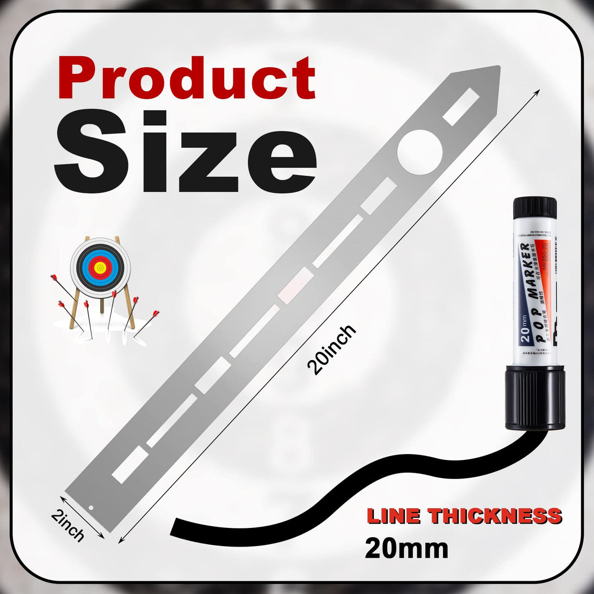 Axe Throwing Target Template Stainless Steel Target Template Stencil Comes with 3 Markers Axe Throwing Target Board Stencil Axe Throwing Set for Drawing Target Template, 20 x 2 Inches (Simple) Epakh