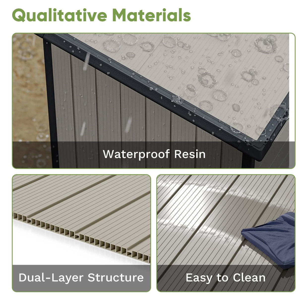 Patiowell 5 x 3 FT Outdoor Storage Shed, Resin Waterproof Cabinet with Adjustable Shelves and Lockable Doors for Patio Furniture, Pool Accessories and Tools, Beige Patiowell