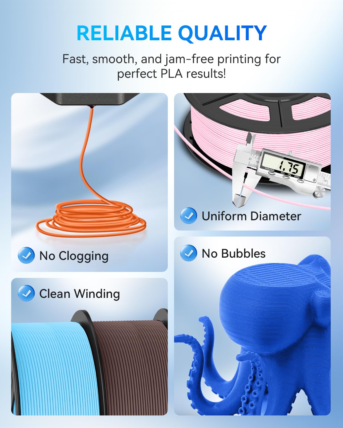 JAYO PLA 3D Printer Filament Bundle 11KG, PLA Filament 1.75mm Bulk, 10 Pack 1.1kg Spool (Black,White,Gray,Pri-Cyan,Cherry Red,Olive Green,Sunny Orange,Pri-Yellow,Sakura Pink,Chocolate) JAYO