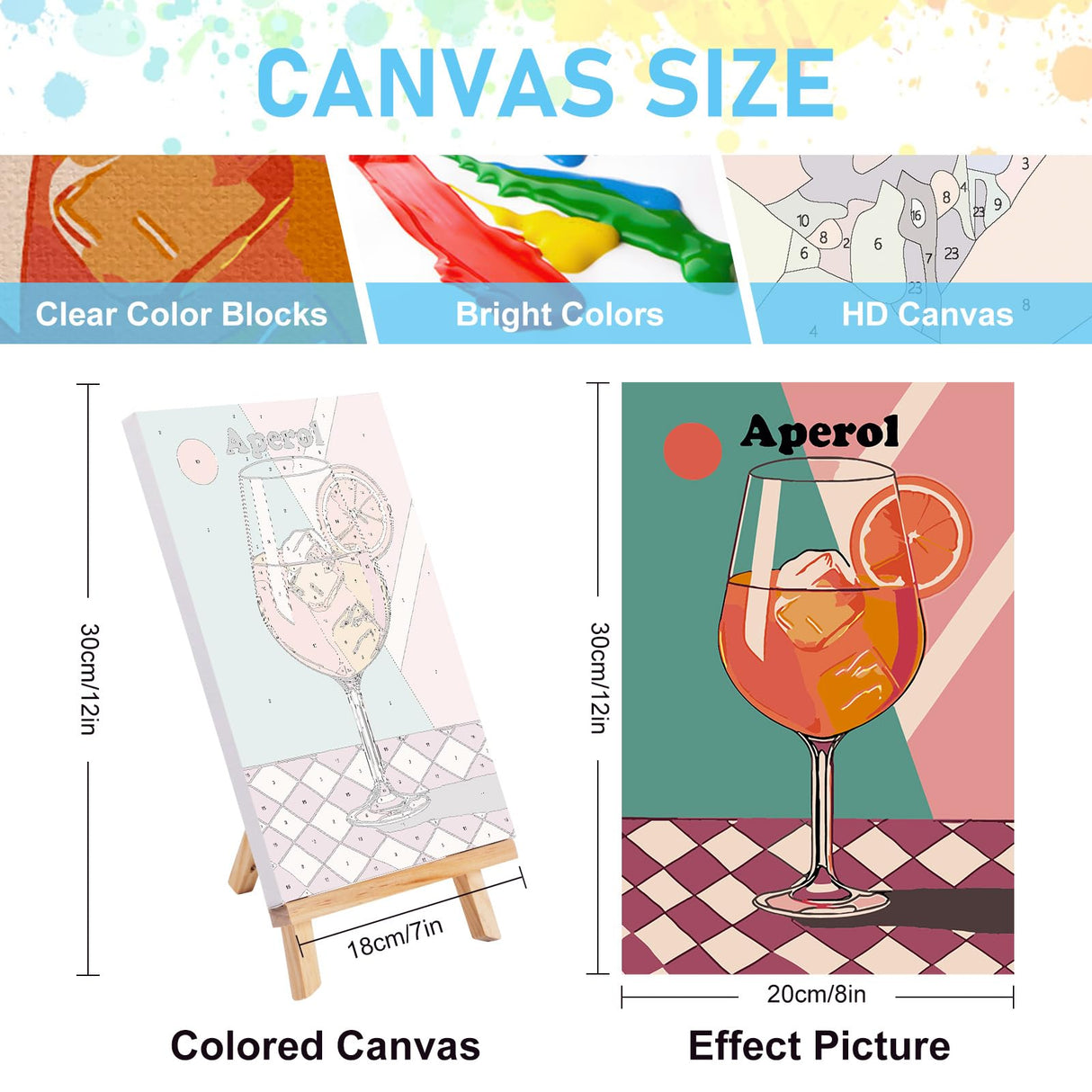 4 Pack Framed Paint by Numbers Kit for Adults with Wooden Easel, Retro Cocktail Easy Paint by Numbers with Frame for Beginners, Adult Paint by Number Kits Framed Canvas for Home Decor Gift 8x12 Inch Offito