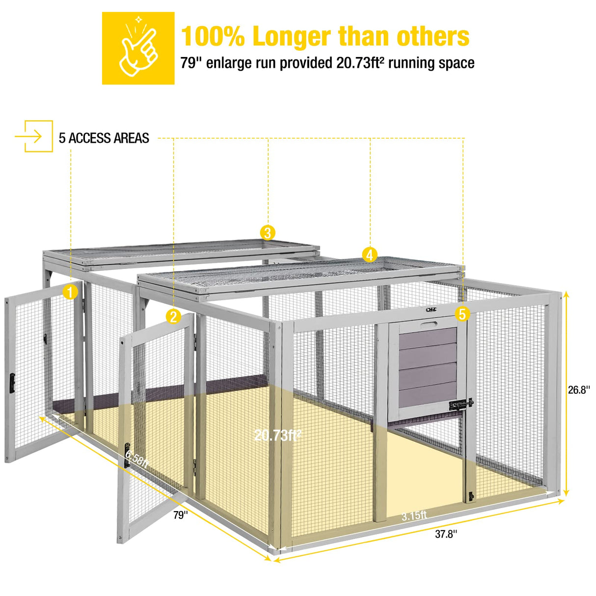 Aivituvin Chicken Coop Run Extension Rabbit Enclosure Outdoor Duck Playpen 20.73 ft² Aivituvin
