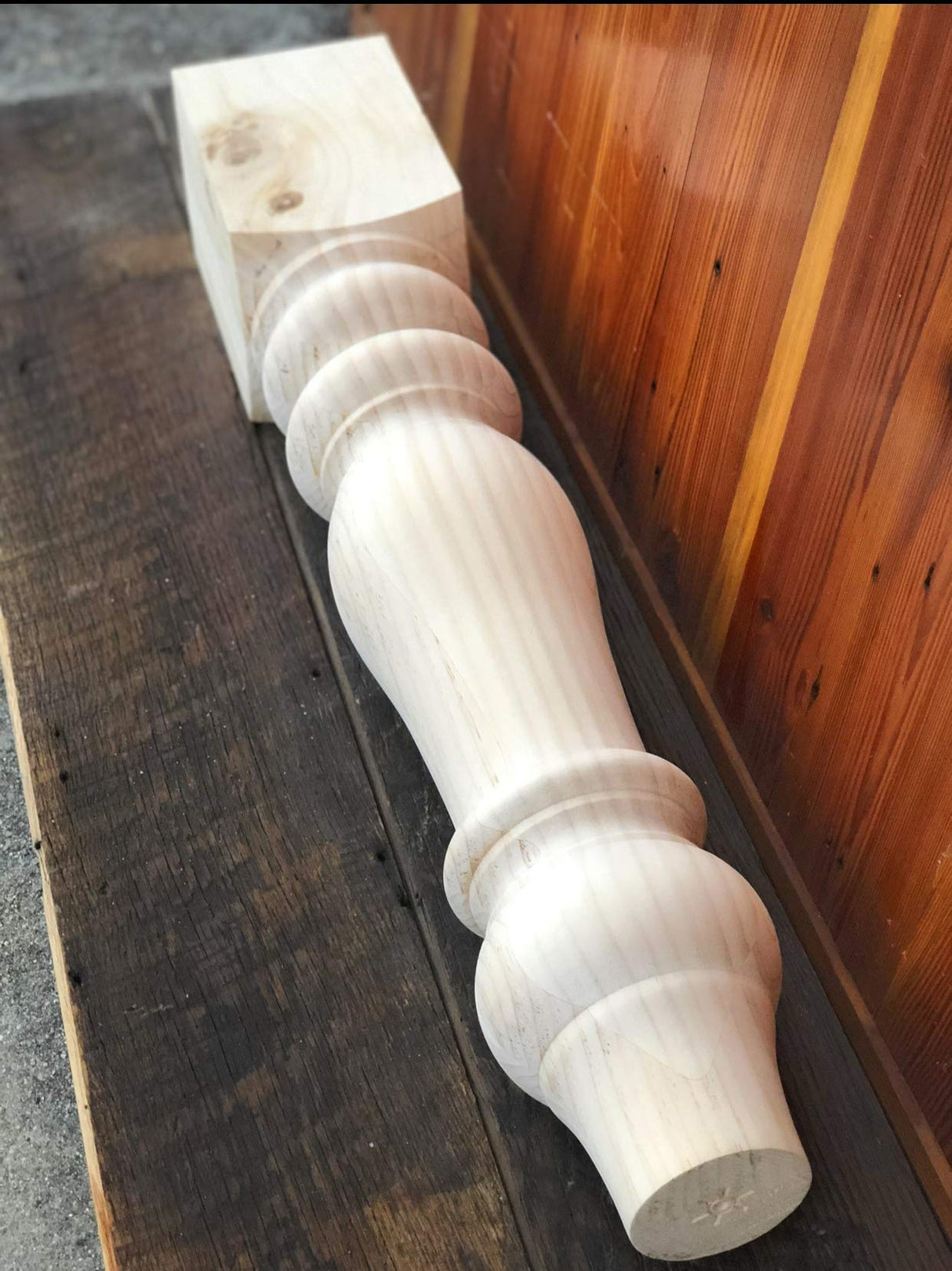 CAROLINA LEG CO. Chunky Farmhouse Dining Table Legs - Handmade in USA - Unfinished - DIY Furniture - Widely Compatible Turned Wooden Legs - Dimensions: 5" x 29" CAROLINA LEG CO.