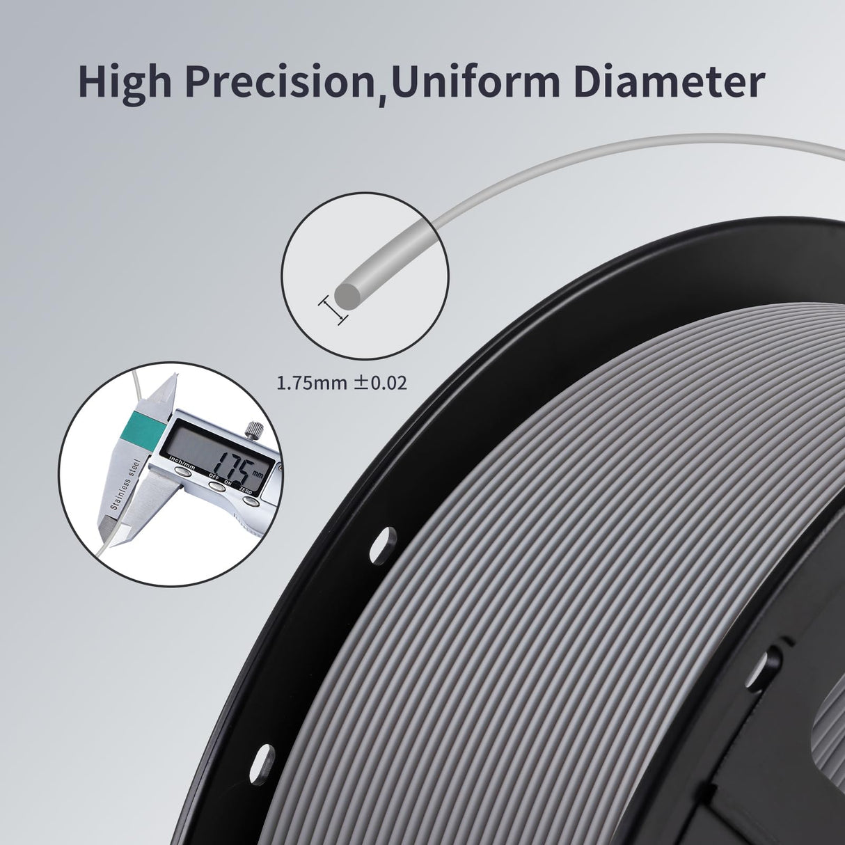 ANYCUBIC 3D Printer Filament PLA 1.75mm, FDM Printer Filament 1kg Spool (2.2 lbs), Dimensional Accuracy +/- 0.02 mm (1kg, Gray) ANYCUBIC