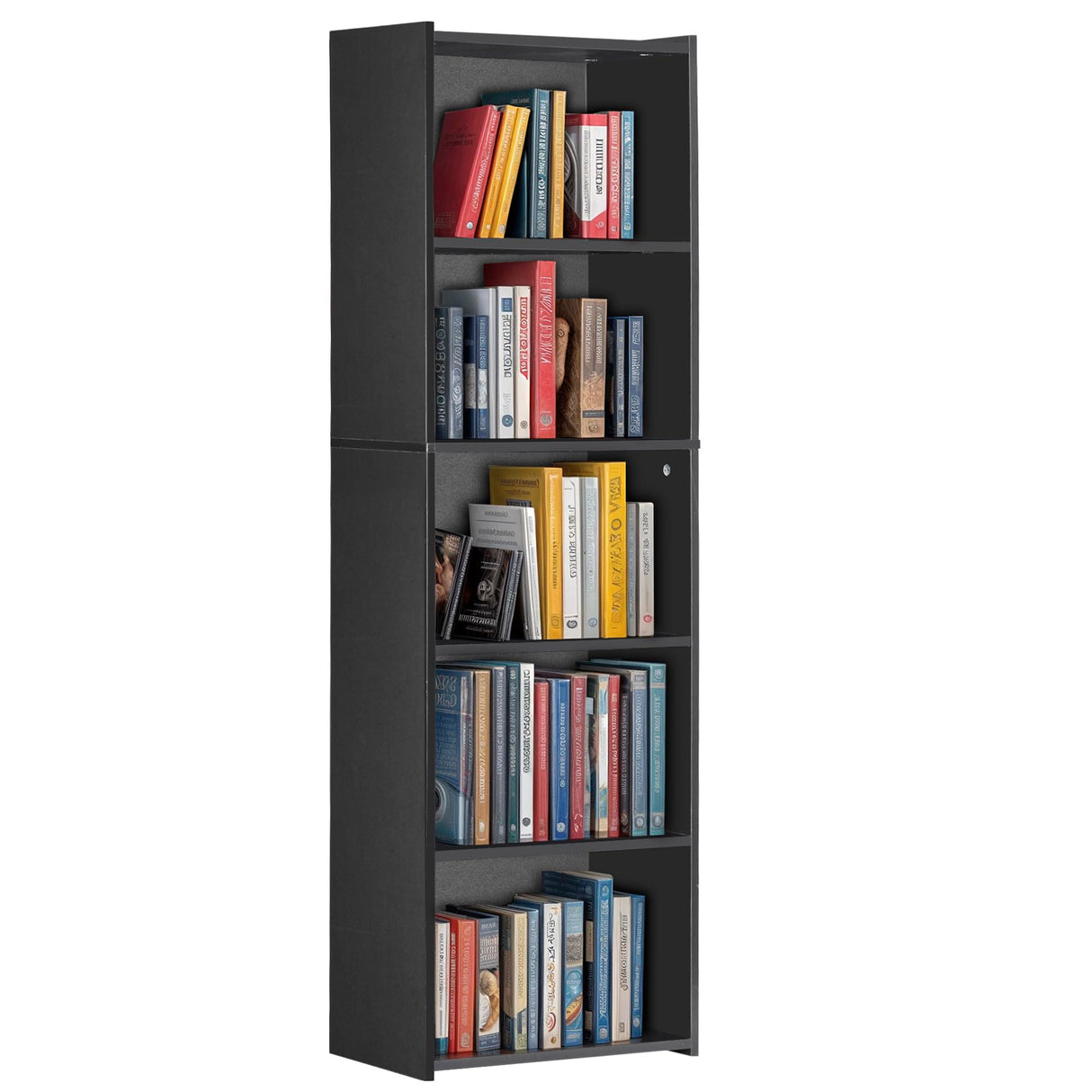 ZenStyle 5-Tier Open Bookcase and Bookshelf, Open Storage Shelf, Freestanding Display Storage Shelves Tall Book Shelf for Bedroom, Living Room and Office (Black)