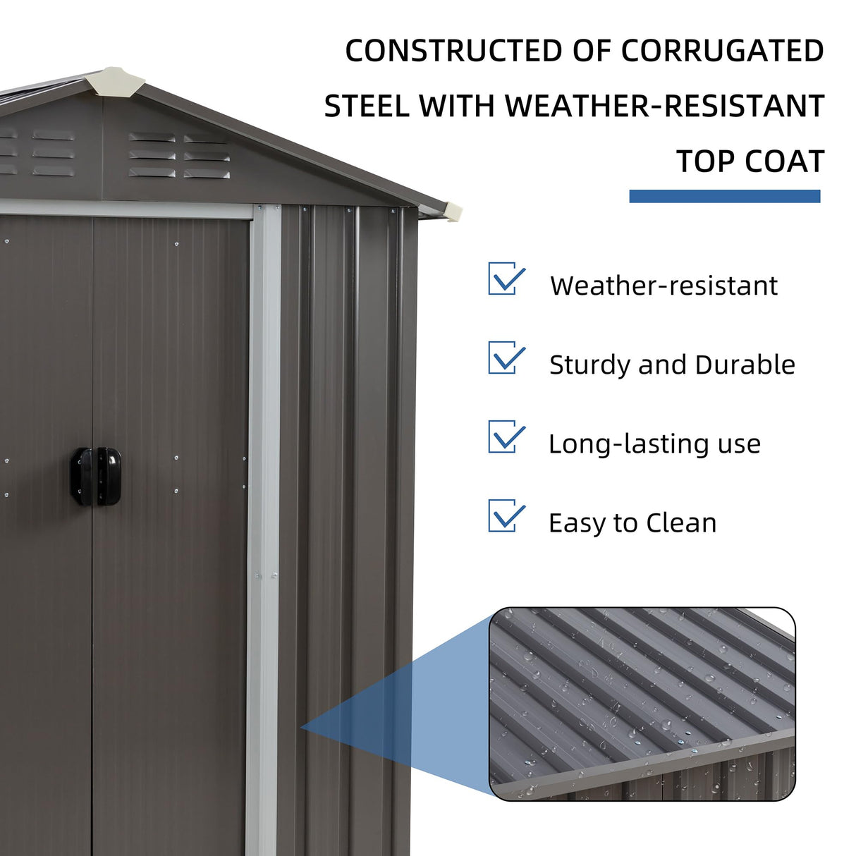 JY QAQA 5x3 FT Metal Outdoor Garden Storage Shed,Waterproof Metal Garden Sheds with Window and Lockable Double Door,Weather Resistant Steel Tool Storage House Shed forPatio,Lawn JY QAQA PET