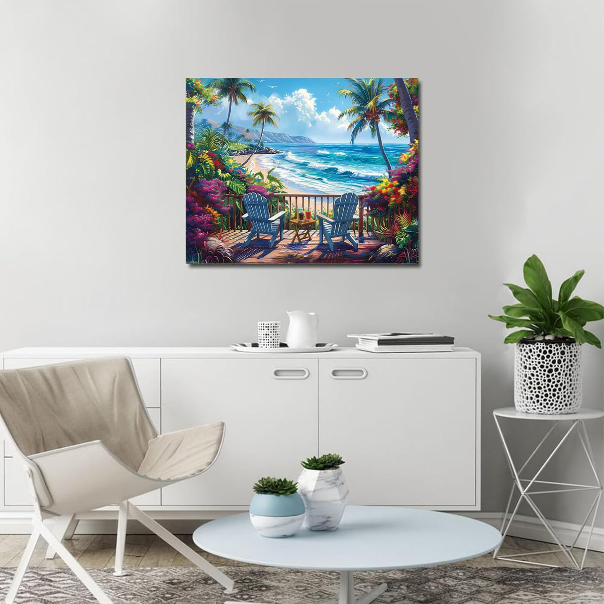 NEGEKFKX 2 Pack Beach Paint by Numbers Kit for Adults Beginner,Easy Adult Paint by Number Kits on Canvas DIY Painting for Beginners Art by Numbers for Home Wall Decor 16x12 Inch NEGEKFKX