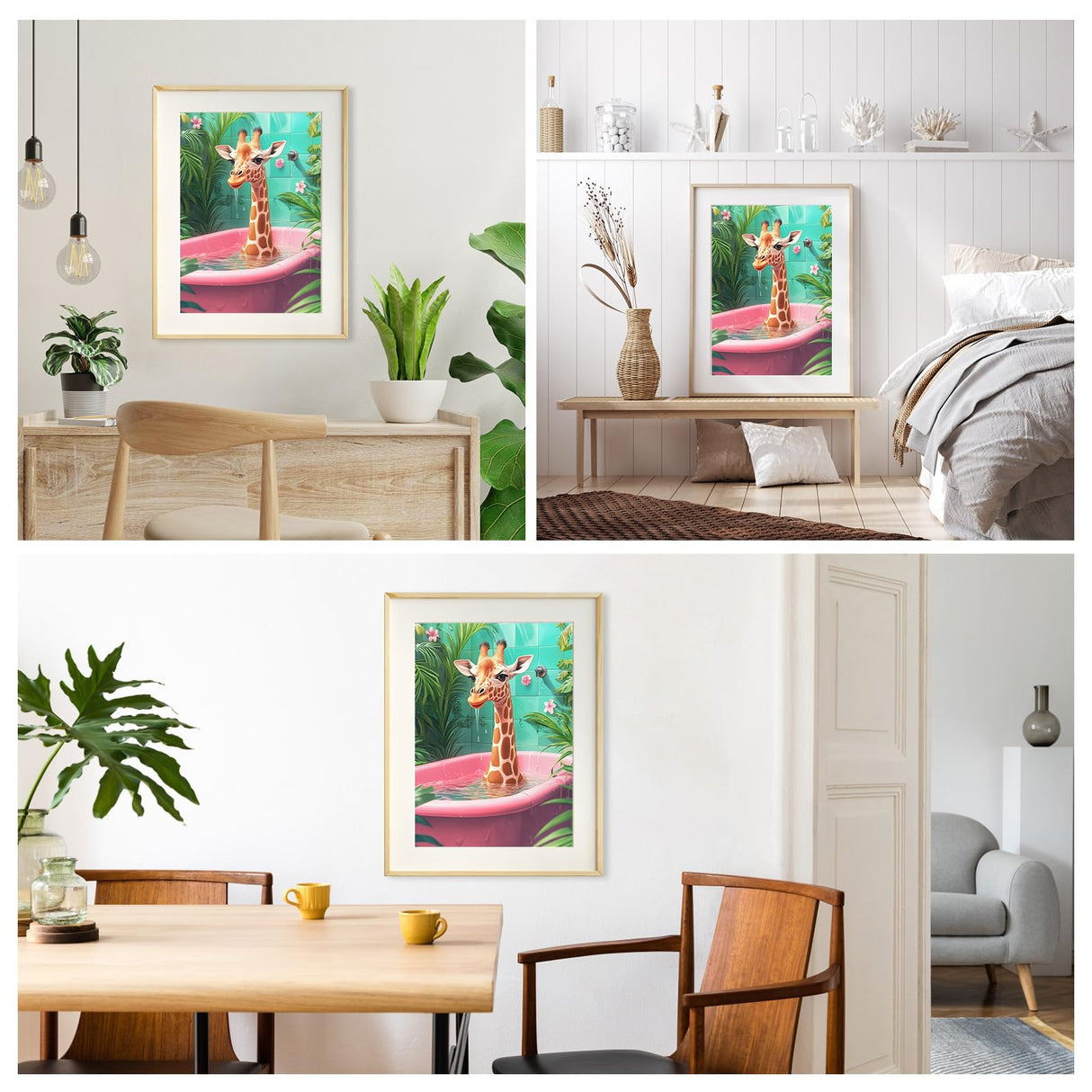 MEIYUDA Giraffe Paint by Numbers Kit, Giraffe in Bathtub Paint by Numbers for Adults Beginners, DIY Funny Animals Acrylic Oil Painting by Number on Canvas for Gift Home Wall Decor 12x16in MEIYUDA