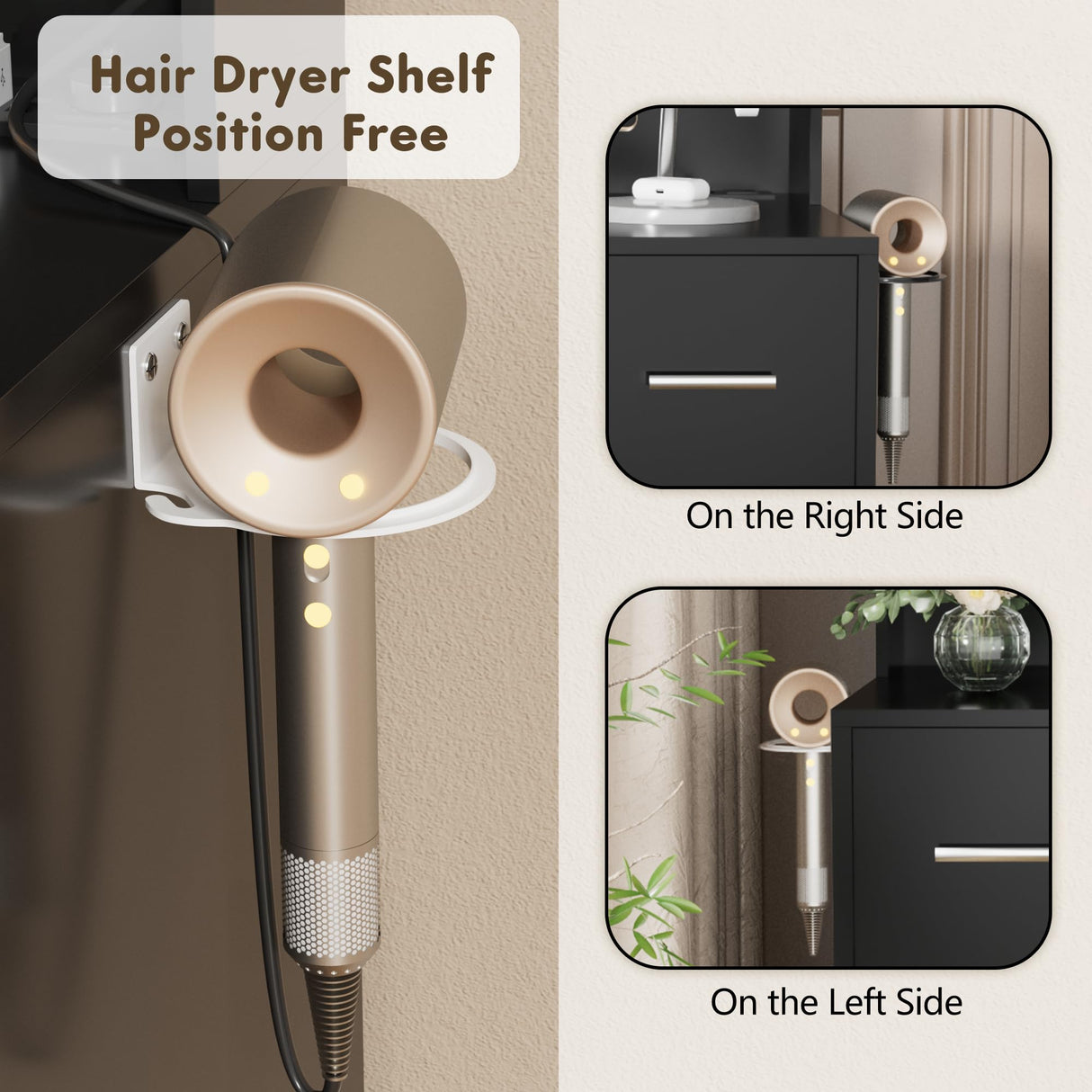 YESHOMY Vanity Desk with Mirror, Power Outlet and 10 Lights, Makeup Table with 7 Drawers, 3 Color Modes Available for Bedroom, Dark Black YESHOMY