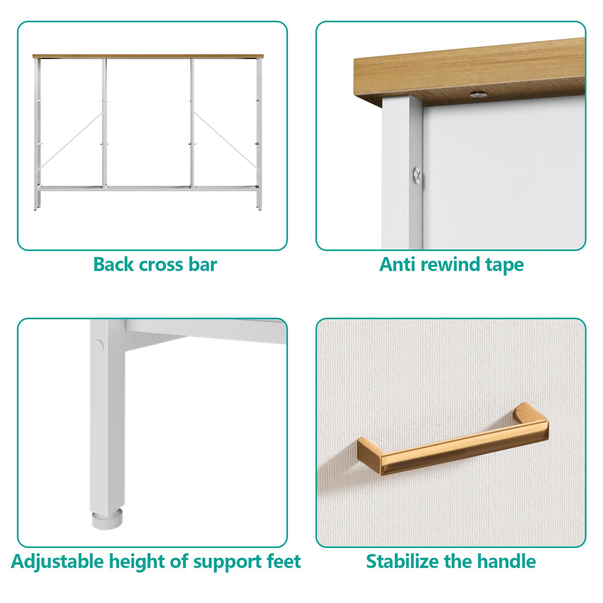 VASICAR Wide TV Stand Modern TV Console, 9 Drawers Dresser for Bedroom, Fabric Storage Cabinet, Chest of Drawers for Closet, Nursery, Living Room(White) VASICAR