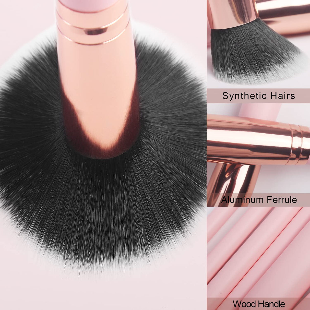 Real Perfection Makeup Brush Set 16 Pcs with 1 Eyebrow Razor Premium Synthetic Foundation Powder Concealers Eyeshadow Blush Makeup Brushes Make up Brushes Kit (Pink) Real Perfection