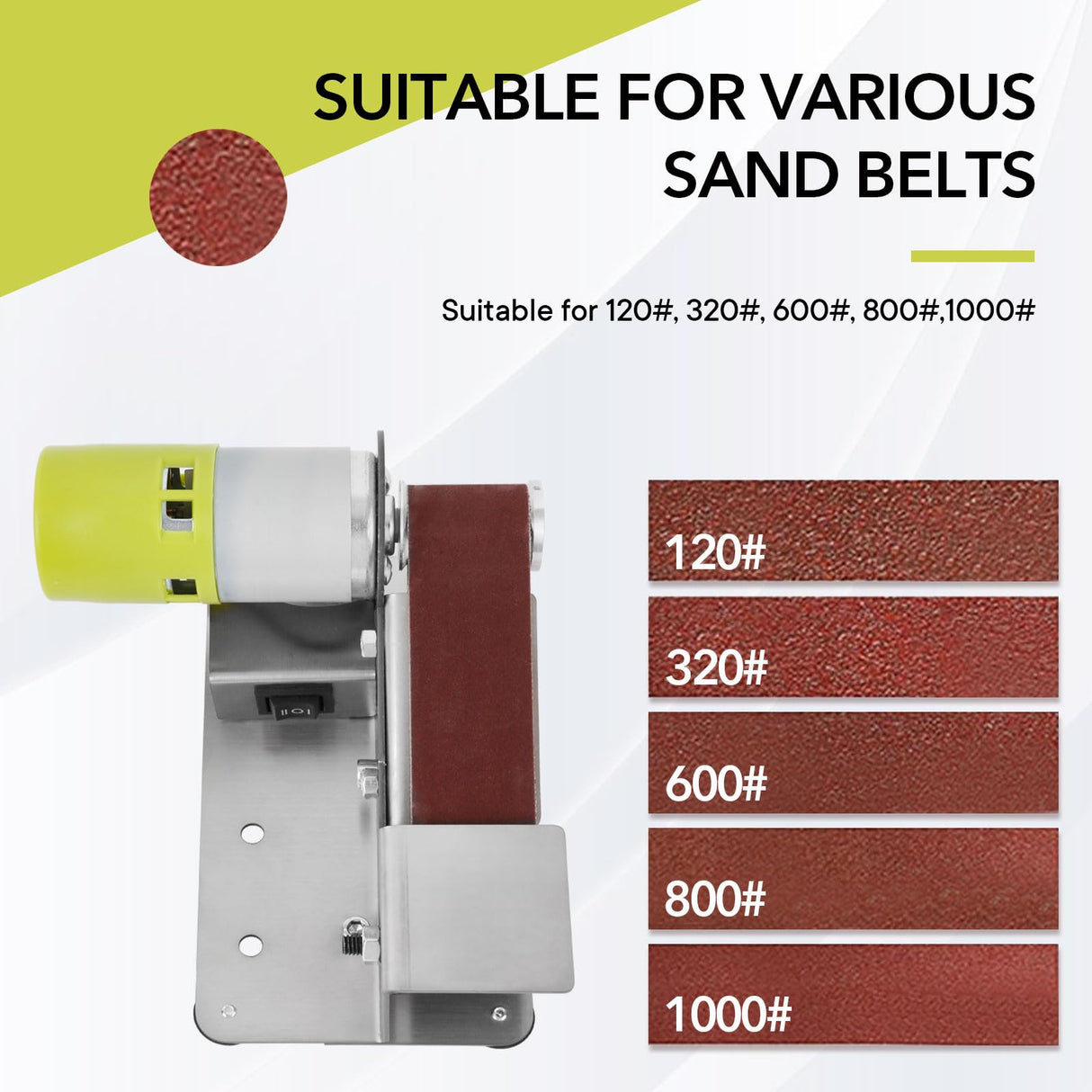 Kongkee Mini Belt Sander, 7 Adjustable Speed Electric Knife Sharpener, 15 Degree Belt Grinder, Power Belt Sander for Metal Working and Woodworking Kongkee