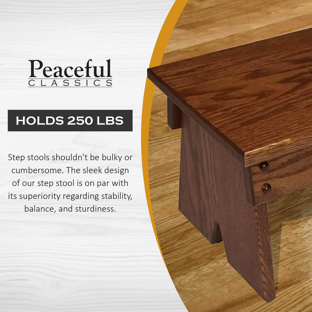 Peaceful Classics Step Stool - Amish Handmade Kids Step Stool - Bathroom, Bedroom, Living Room Or Kitchen Step Stool for Adults - Multipurpose Foot Stool Made of Solid Oak (9" High, Harvest) Peaceful Classics