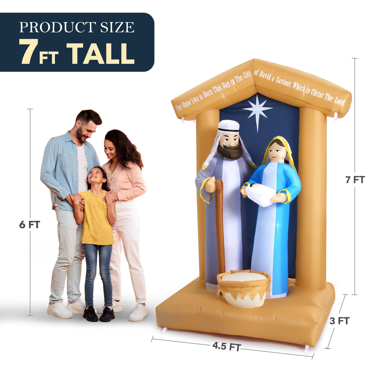 7 FT Christmas Inflatables Nativity Scene Outdoor Decorations, Christmas Blow Up Yard Decorations Nativity Sets for Garden Lawn Xmas Decor ZPISF