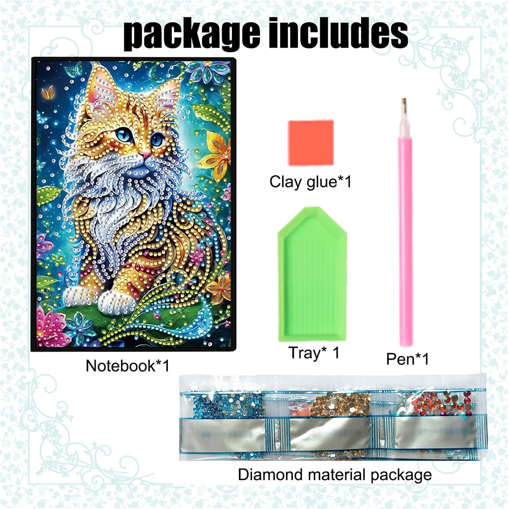 50-Page A5 Cat Diamond Art Painting Notebook for Adults - Holiday & Birthday Gift Journal FRANDEK
