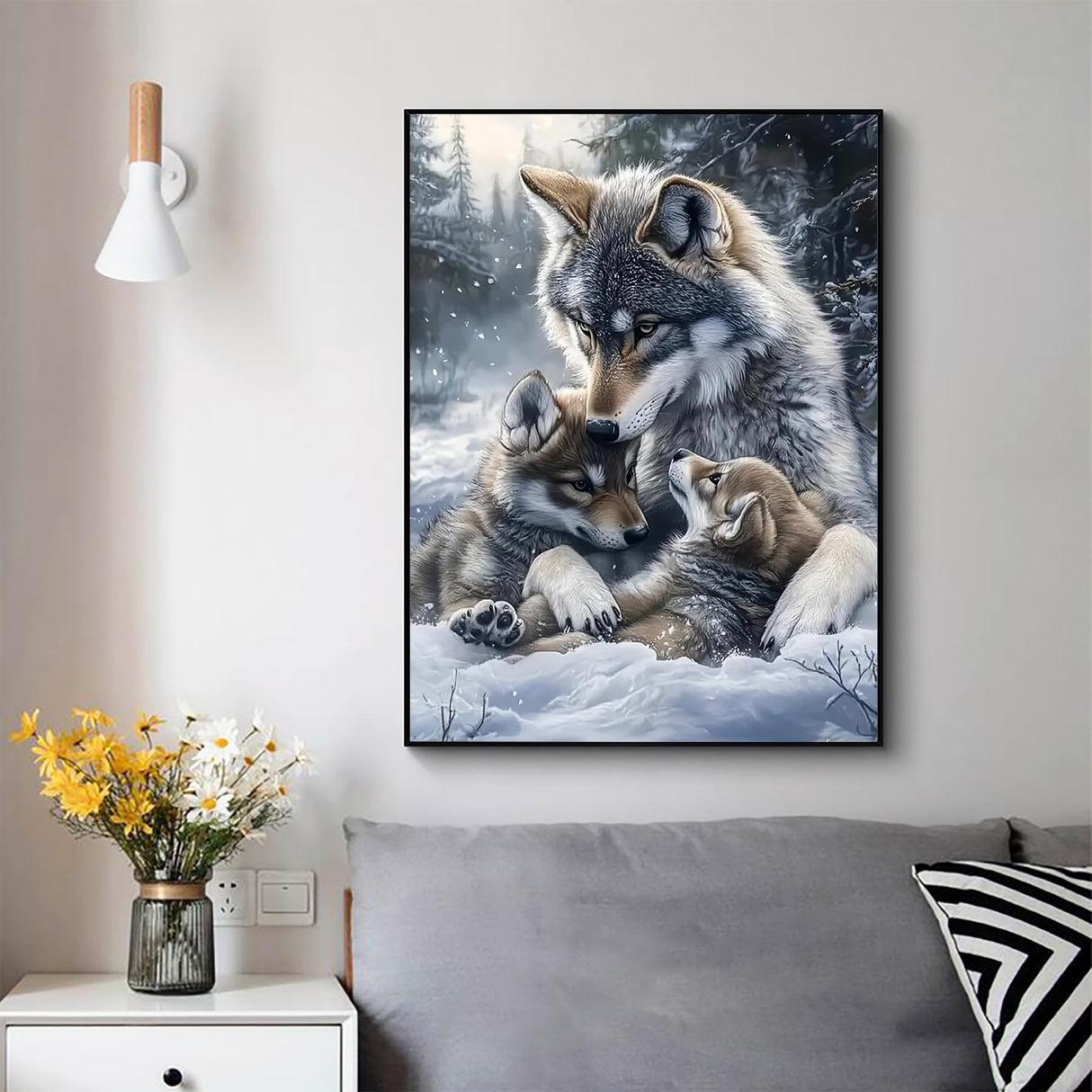 Diamond Paintings Kits for Beginners,Winter Wolf Diamond Arts Kits for Adults,5D DIY Full Drill Winter Snowy Landscape Paint by Diamond Dots,Gem Art Painting Kit for Home Wall Decor 11.8x15.8 Inch GXGLLPZBY