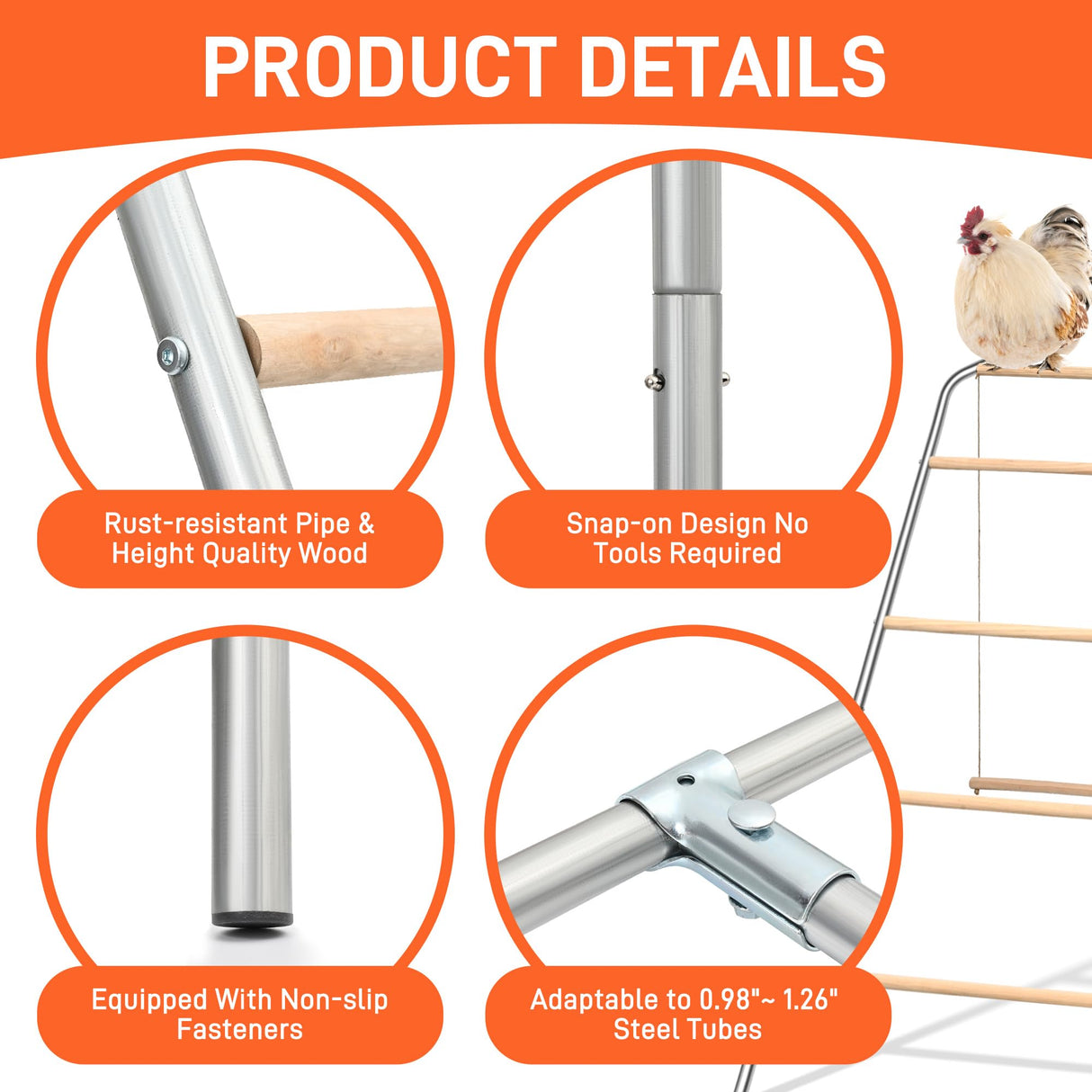 Large chicken perch for coop with swing,chicken toys for coop,chicken roosting bars for chickens in coop, Backyard Poultry toys,Easy to install and clean,Sturdy Coop Rack Bars,chicken coop accessories ANNDING