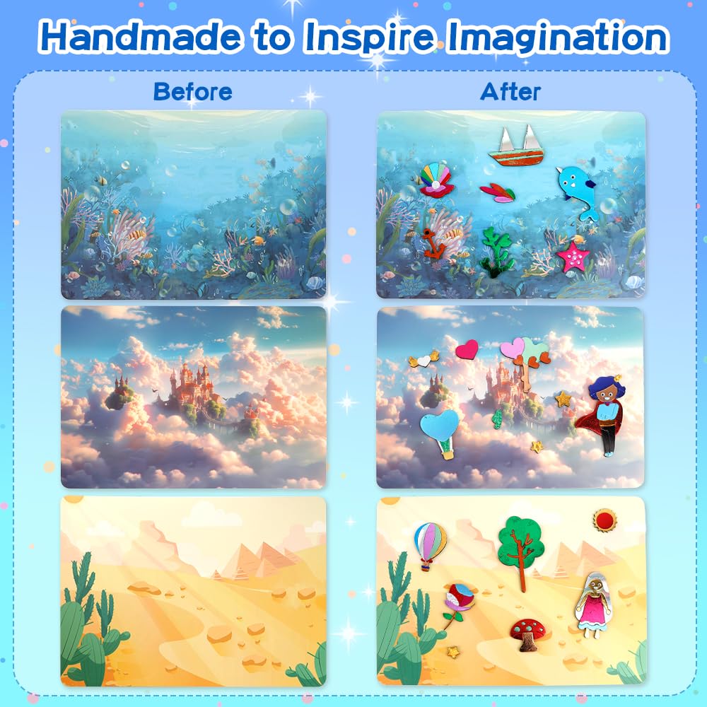 Foil Arts Kit for Girls Arts and Crafts for Girls 4 5 6 7 8 Fun Activity Set for Girls DIY Creative Birthday Gifts for Girl Boy Fun Craft Kits for Christmas Valentines Easter No Mess Art for Girl Blue ysuwekslu