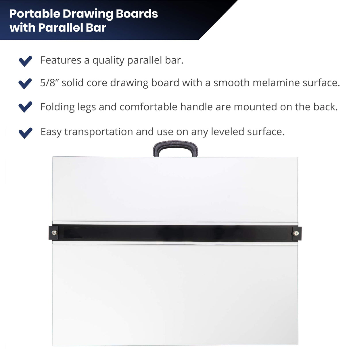 Pacific Arc Drafting Board, Portable Drafting Table with Parallel Bar, 20 x 26 Inches Pacific Arc