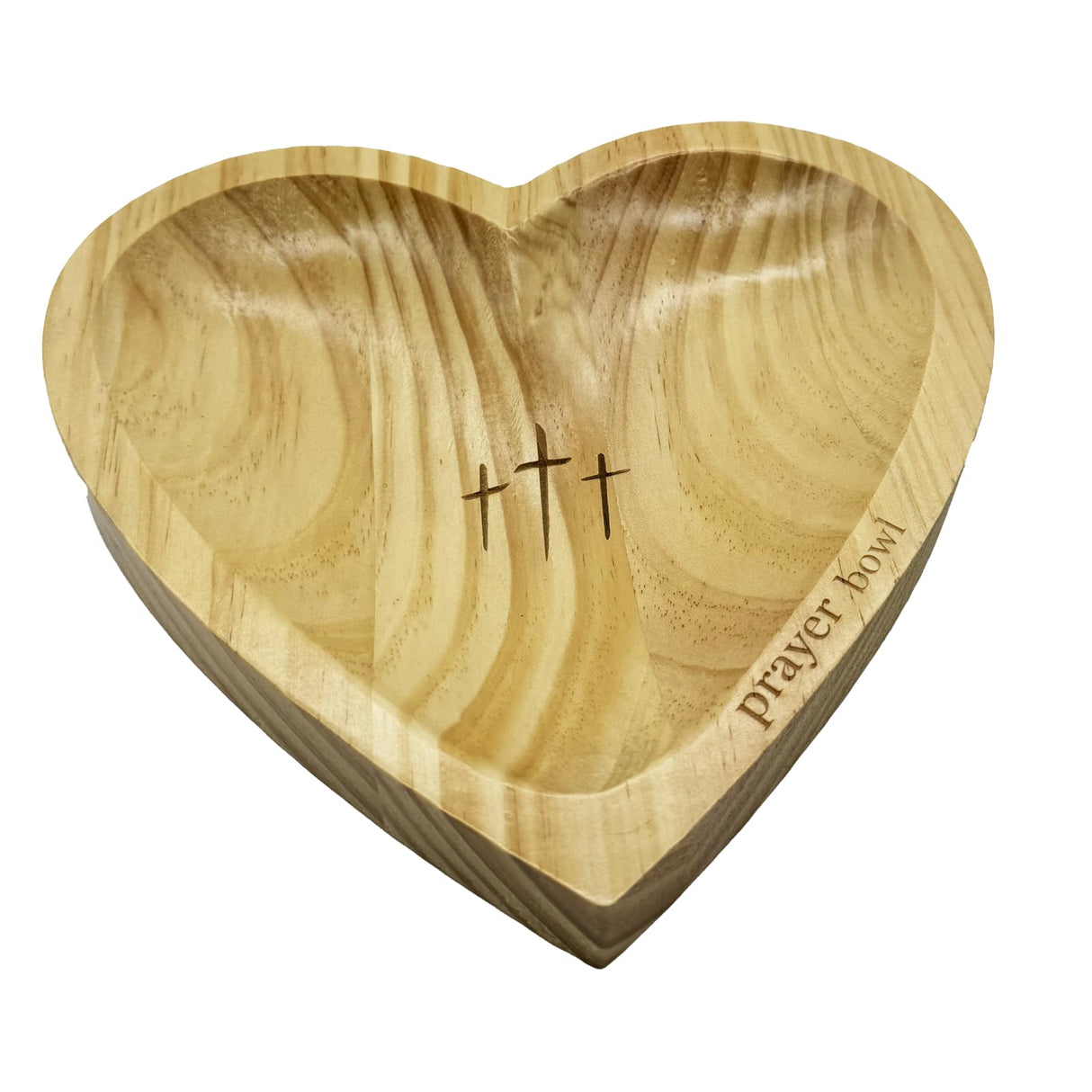 KyooteLfv Prayer Bowl with Cards for Easter Day, Wooden Heart Prayer Bowl with Cross, Wooden Dough Bowl, Heart Shaped Decor for Christian Religious Gifts KyooteLfv