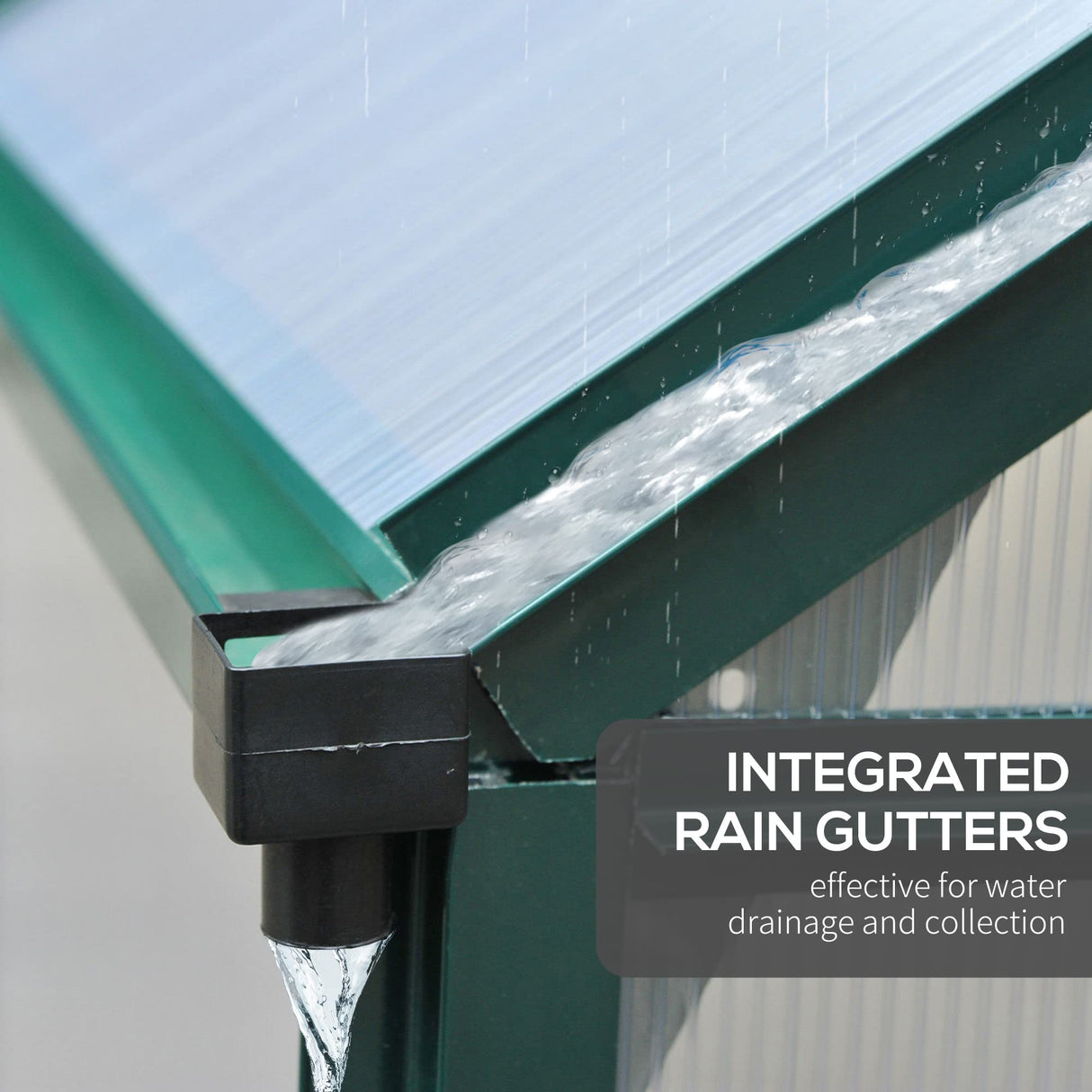 Outsunny 6' x 6' x 6.5' Polycarbonate Greenhouse, Heavy Duty Outdoor Aluminum Walk-in Green House Kit with Rain Gutter, Vent and Door for Backyard Garden, Dark Green Outsunny