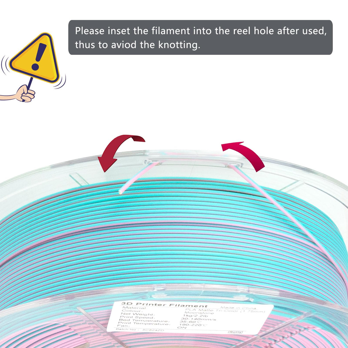 iSANMATE Matte 3D Printer Filament, 3-in-1 Color Rainbow Filament, Coextrusion 3D Filament, Rapid Magic Color Change Filament 1.75mm, Dimensional Accuracy +/- 0.03 mm, Moonstone 1KG/Spool iSANMATE
