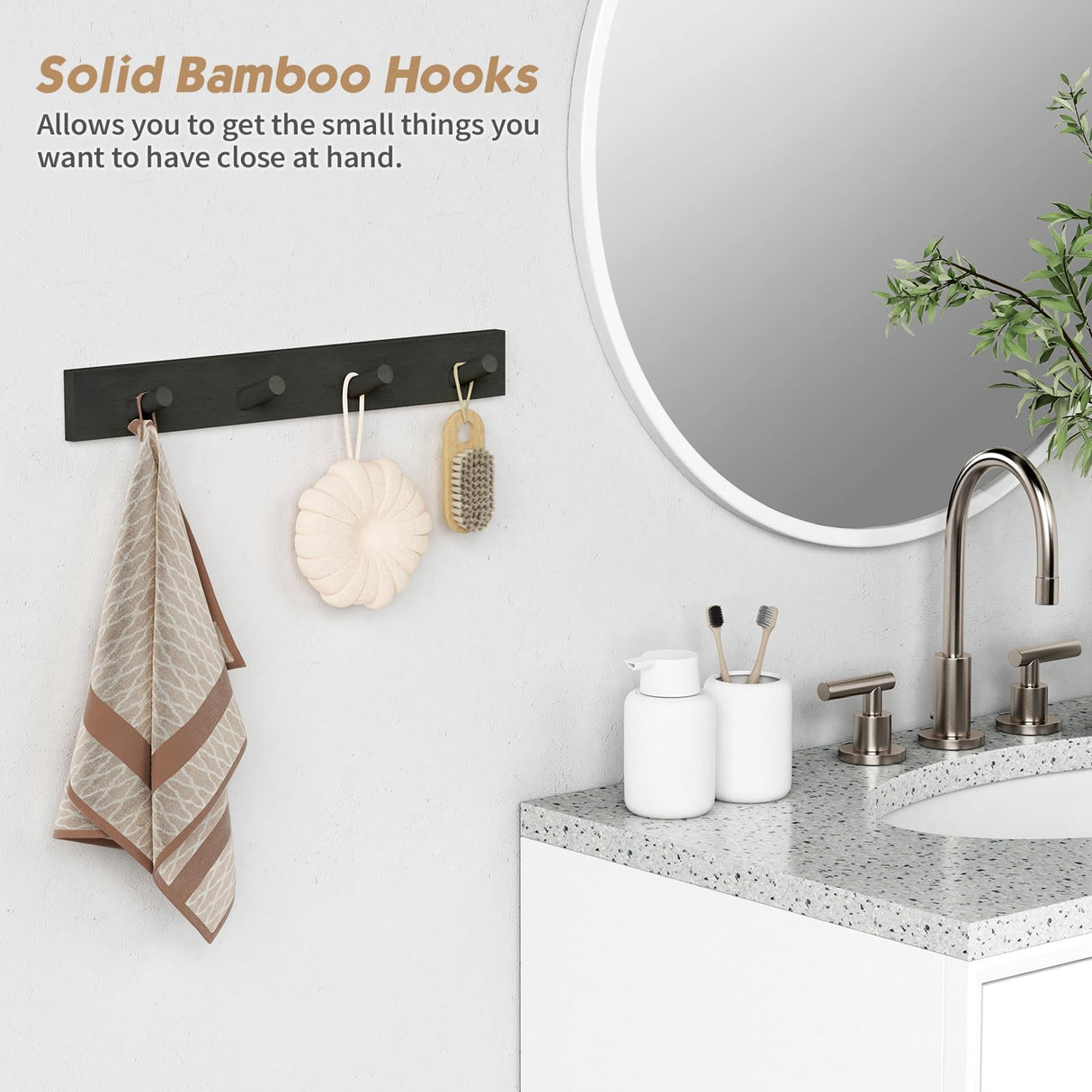 Forbena Black Coat Rack Wall Mount 4-Pack, Rustic Farmhouse Coat Hooks for Wall, Vertical Hanging Hat Rack for Office, Bedroom, Closet, Small Spaces, Kids Room Clothes, Entryway Shoes - 16 Pegs Forbena