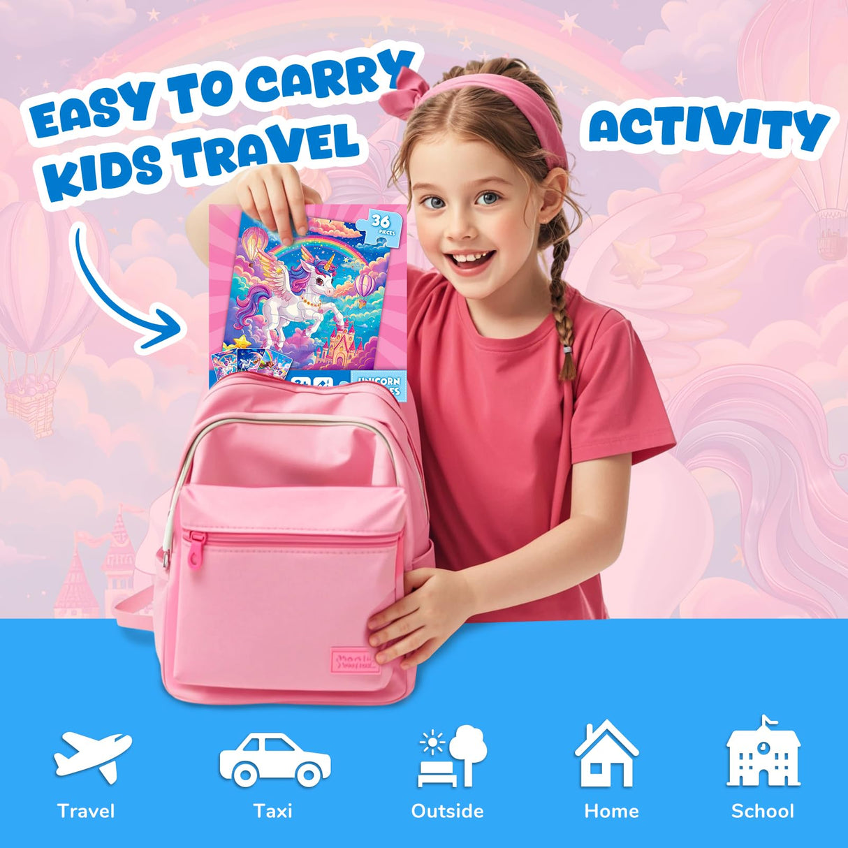 Magnetic Jigsaw Puzzles for Toddlers Kids 3-8 Girls,(3 36-Pieces) Travel Puzzles Toys for Kids Ages 4-6,Take-Along Car Airplane Road Trip Activities Game for 3 4 5 6 7 8 Year Old Birthday Gift homicozy