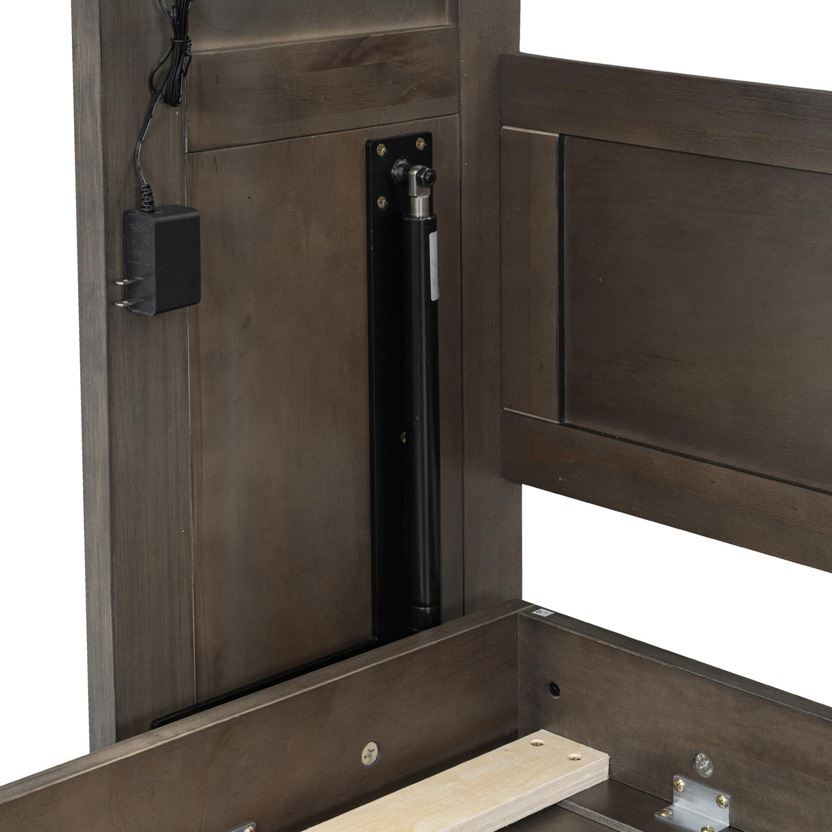 SOFTSEA Twin Size Murphy Bed with LED Light, Rustic Hidden Wall Bed Frame with LED for Small Spaces, 2 in 1 Murphy Bed Cabinet, No Box Spring Needed, Brown SOFTSEA