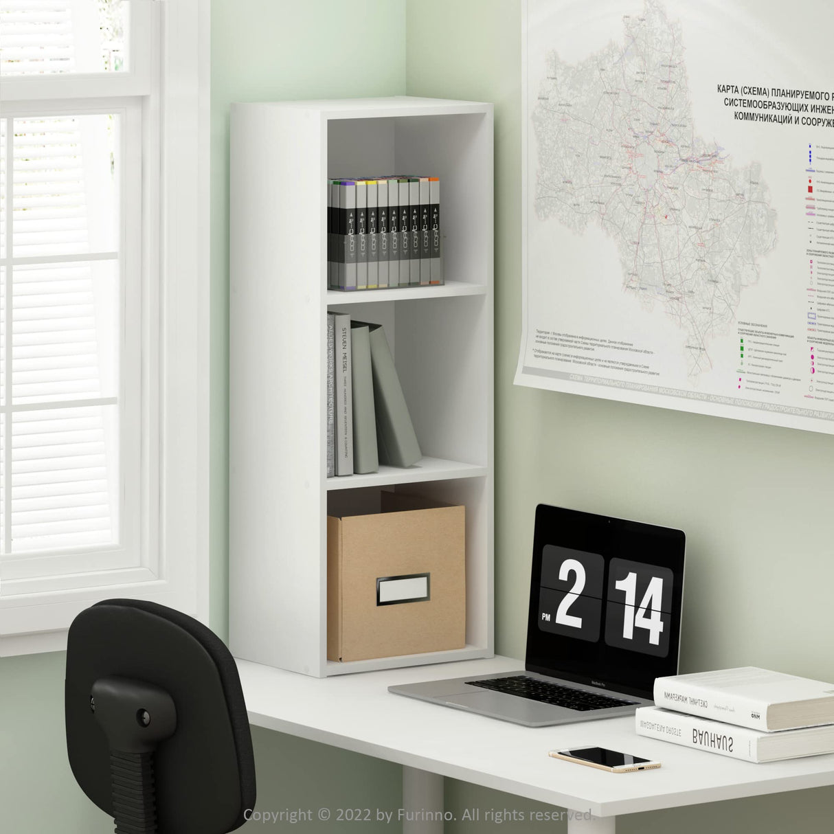 Furinno Pasir 3-Tier No Tool Assembly Open Shelf Bookcase, White Furinno