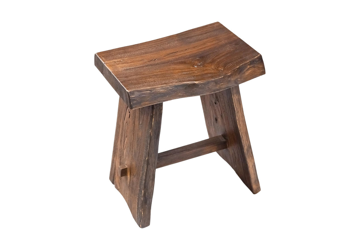 NORDIC STYLE TEAK Shower and Bath Stool, Teak Wood Shower Bench, Indoor and Outdoor Use 17.7" (Rustic Finish w/Curved Seat) NORDIC STYLE TEAK