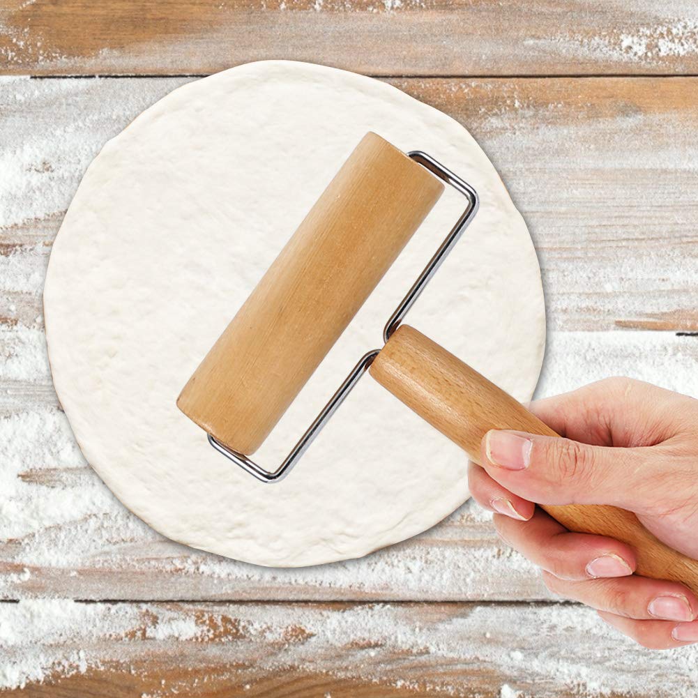 Watris Veiyi Small Rolling Pin, Wooden Dough Roller, Non-Stick Pizza Roller, Dough Baker Roller Set for Home Kitchen Baking Cooking(4.13in, 2.36in)… Watris Veiyi