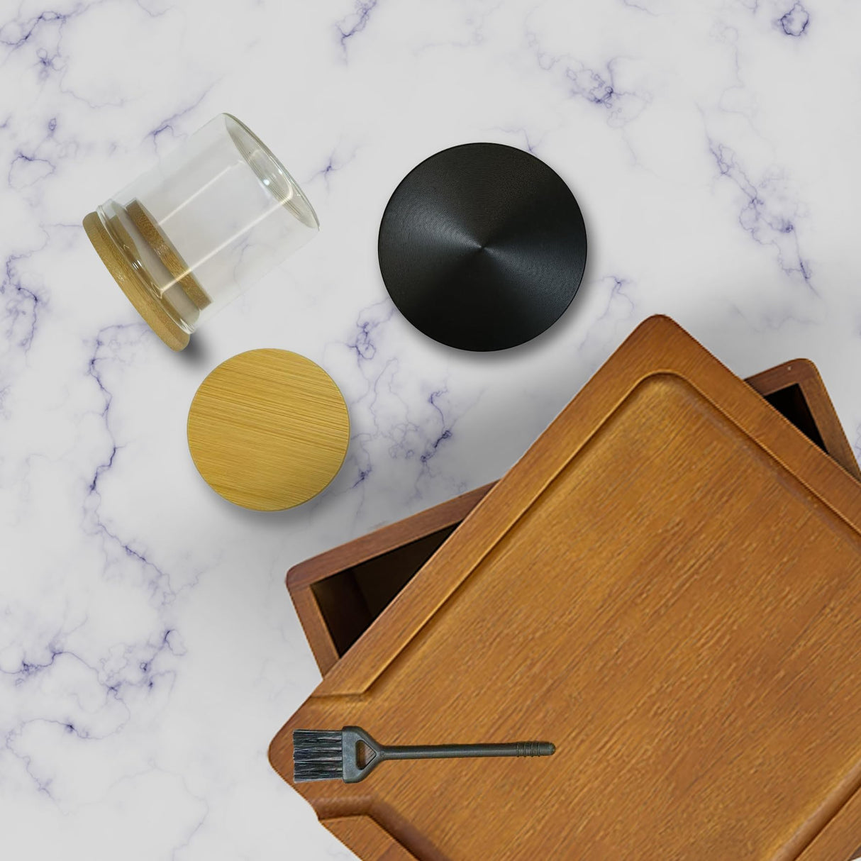 Misecrisa Stash Box with Tray - Large Wooden Box with Accessories Storage Stash Box Set - Decorative Wood Box for Herbs smell proof box (9.5inch) Misecrisa