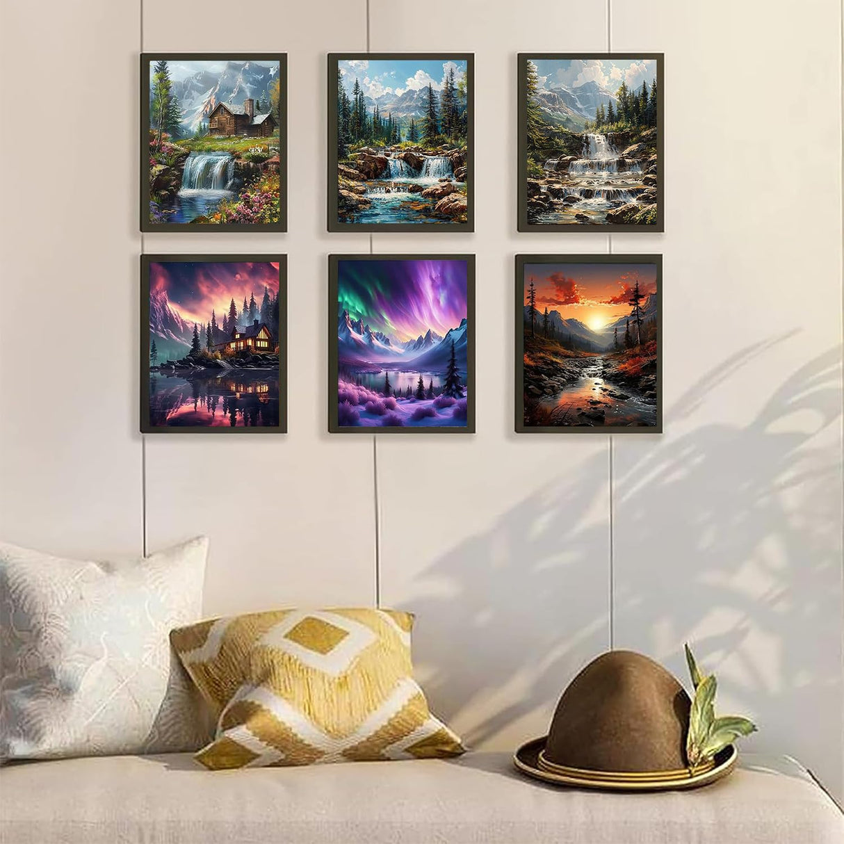 GOUOYANA 6 Packs Landscape Diamond Art Painting Kits for Adults,Landscape Diamond Painting Kits for Beginners,IY Full Rhinestone 5D Diamond dots (Gemstone Craft), Home Wall Decoration 12x16inch GOUOYANA