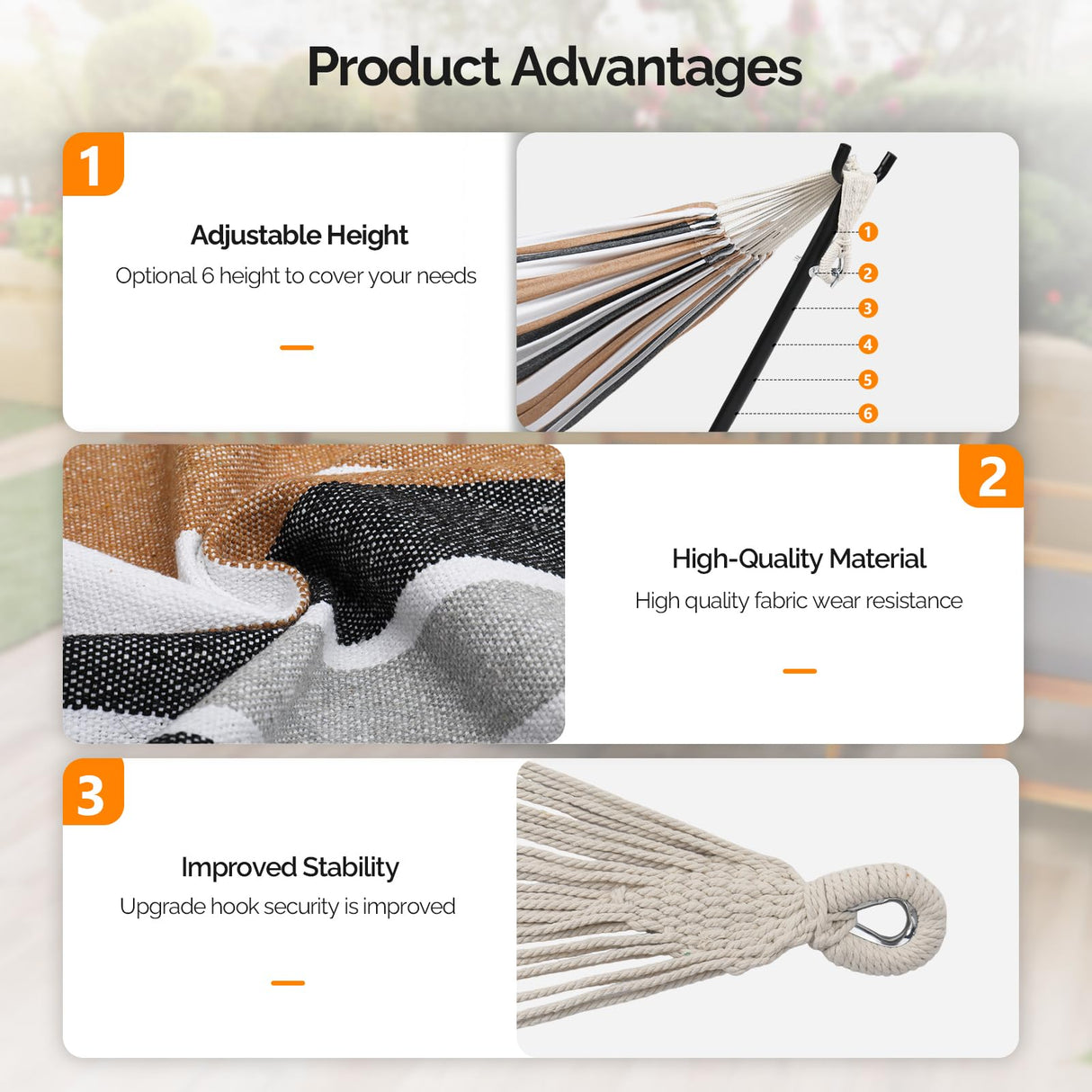 ONCLOUD Heavy Duty 550 LBS Double Hammock with Stand Included with Portable Carrying Bag, Upgraded 2 Person Hammock with Frame for Outdoors & Indoors, Series TDCTZ2 - Desert Stripe ONCLOUD