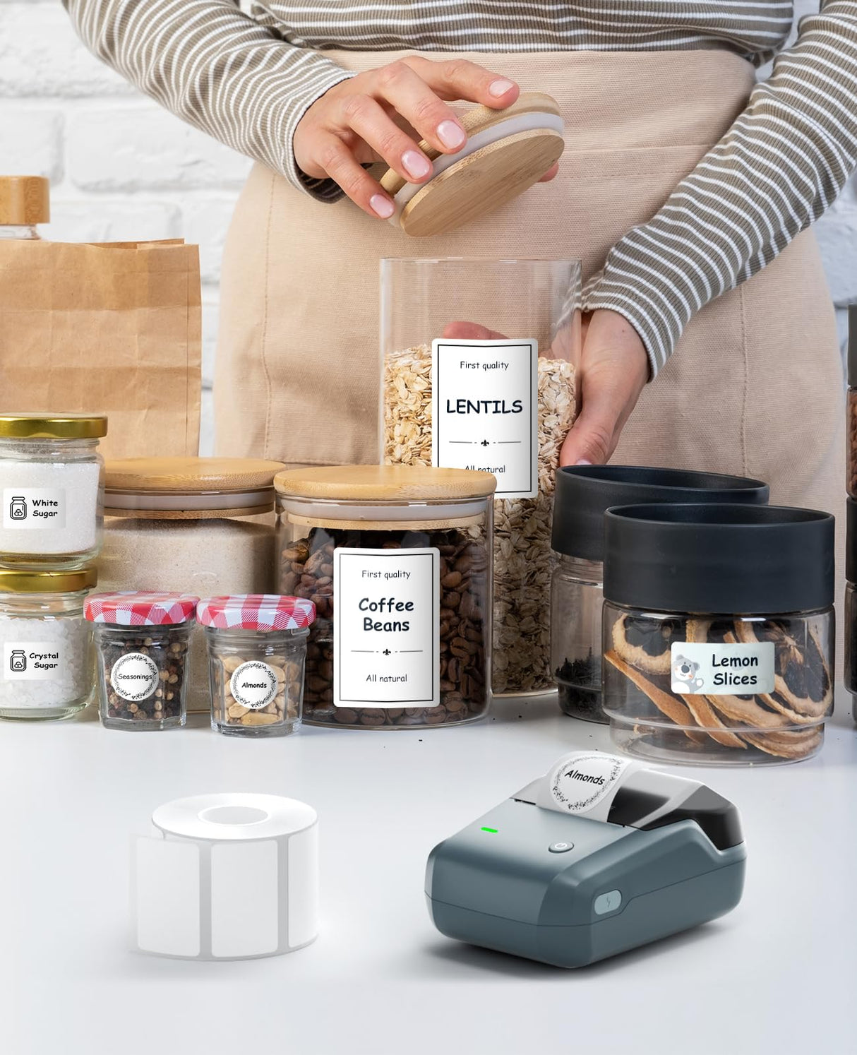 NIIMBOT B1 Label Maker Machine with Tape, Thermal Label Printer Easy to Use for Office Supplies, Home, Business, 2 Inch Label Maker with 2'' x1.18'' Labels-230pcs/Roll NIIMBOT