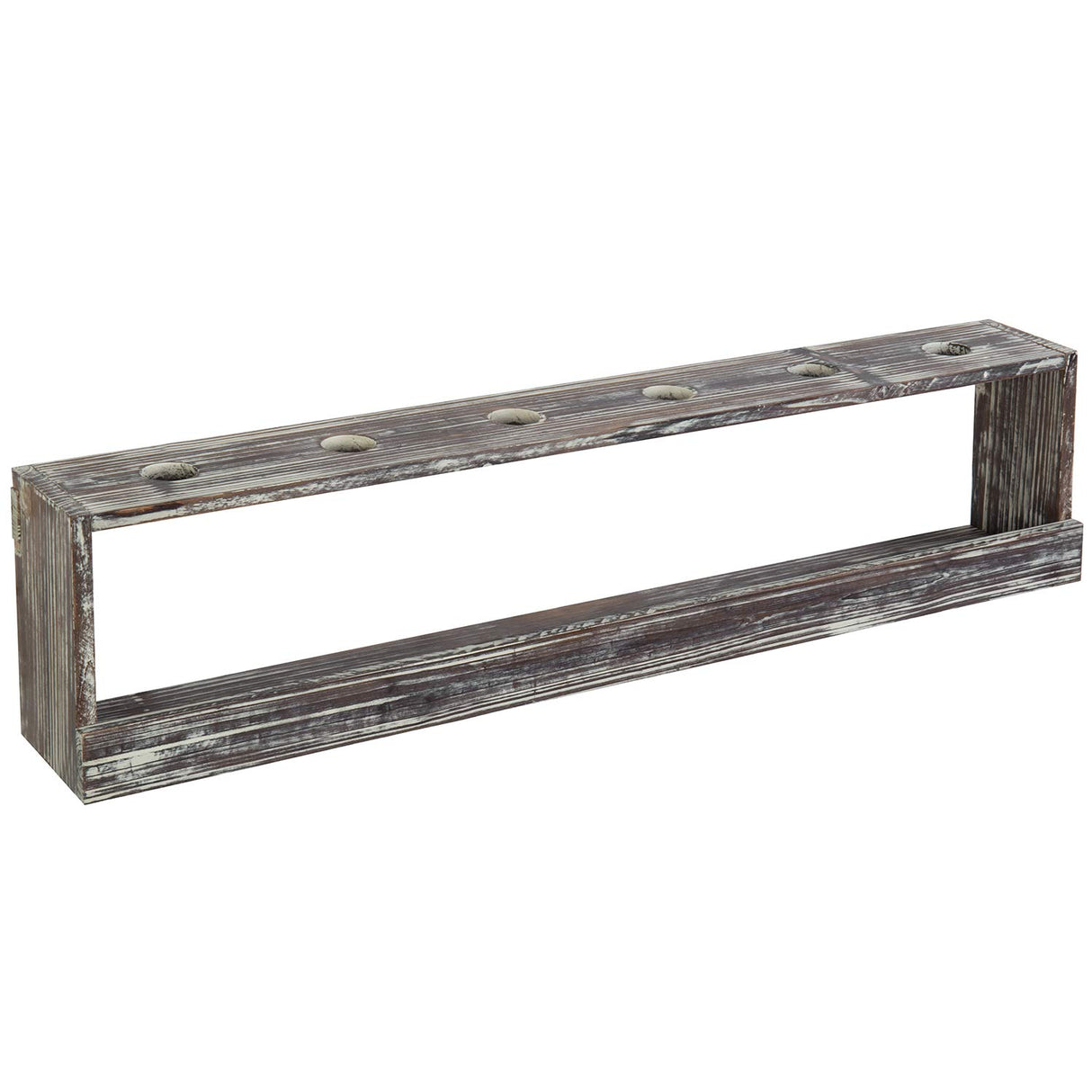 MyGift Wall Mounted Torched Wood Table Tennis Rack for Ping Pong Paddles and Balls Storage Shelf MyGift