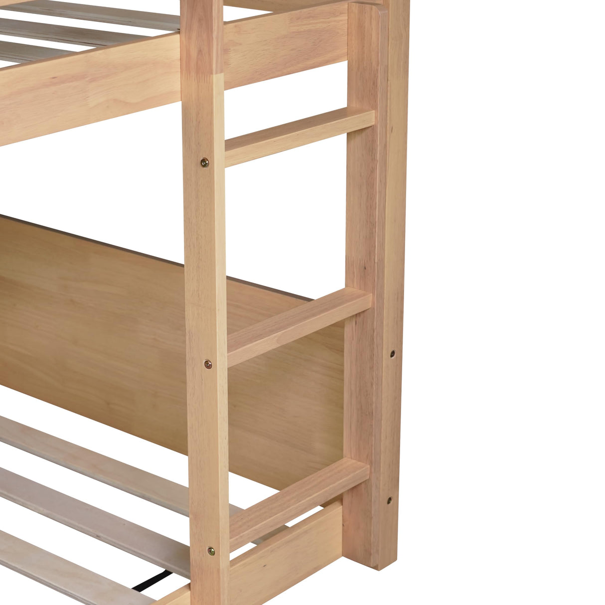 PVWIIK House Floor Bunk Bed/Twin Over Twin with Headboards & Footboards/Ladder and Guardrails for Boys Girls Bedroom,Low Floor Bunk Bed/No Box Spring Needed, Oak PVWIIK