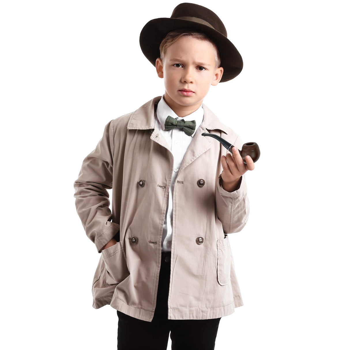 Skeleteen Fake Pipe Costume Accessory - Wood Look Tobacco Prop Pipe for Dress Up and Pretend Play Skeleteen