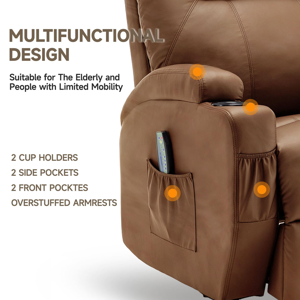 Korser Recliner Chair, Rocking Chair with Massage and Heat, 360° Swivel Recliner Chairs for Adults, Rocker Manual Recliner with Remote Control and Cup Holder for Living Room, Bedroom, Nursery Korser