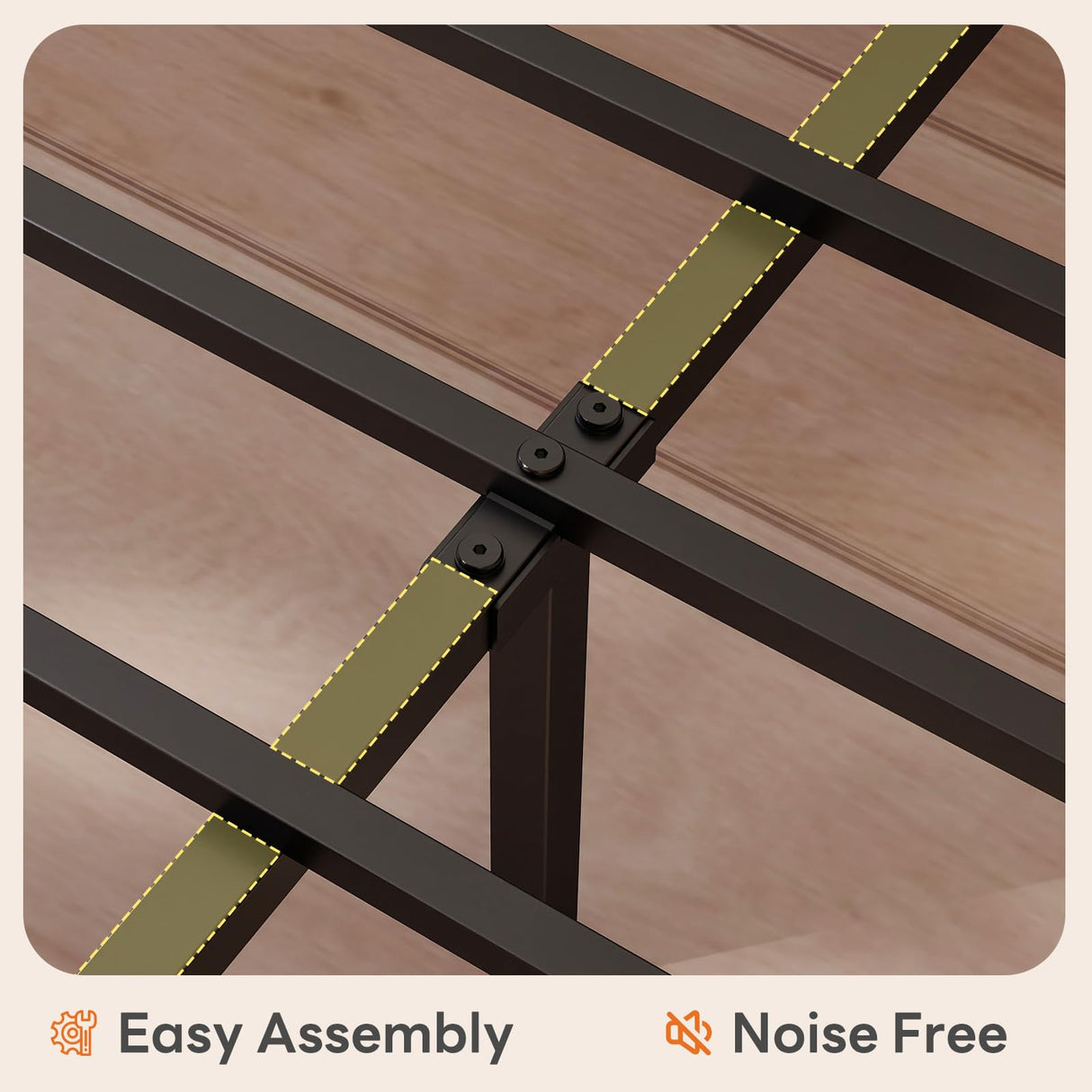 Sweetcrispy Queen Bed Frame with Headboard, Storage Headboard with USB Charging Station, Durable Squeak-Free Frame, Simple No-Tool Assembly,Works with Queen Mattress No Box Spring Needed Sweetcrispy